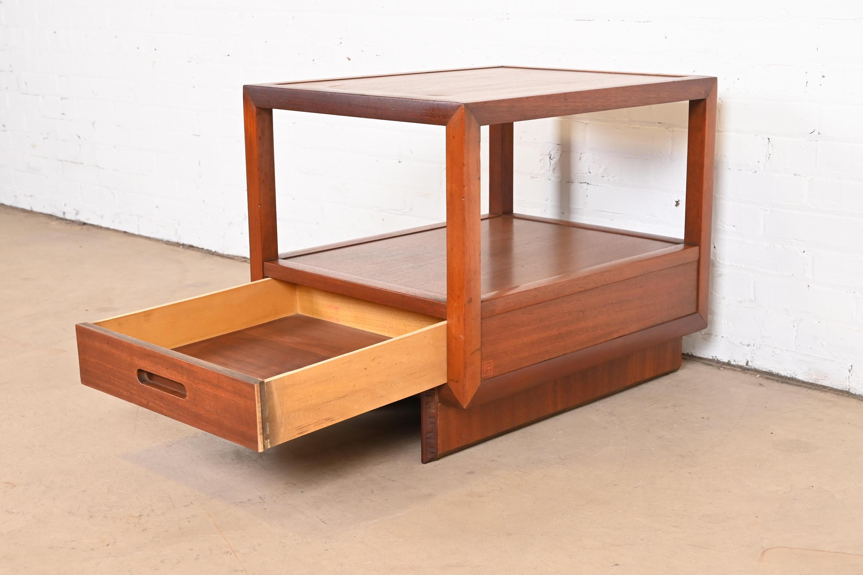 Frank Lloyd Wright Taliesin Mahogany Nightstand or Side Table, 1950s 2