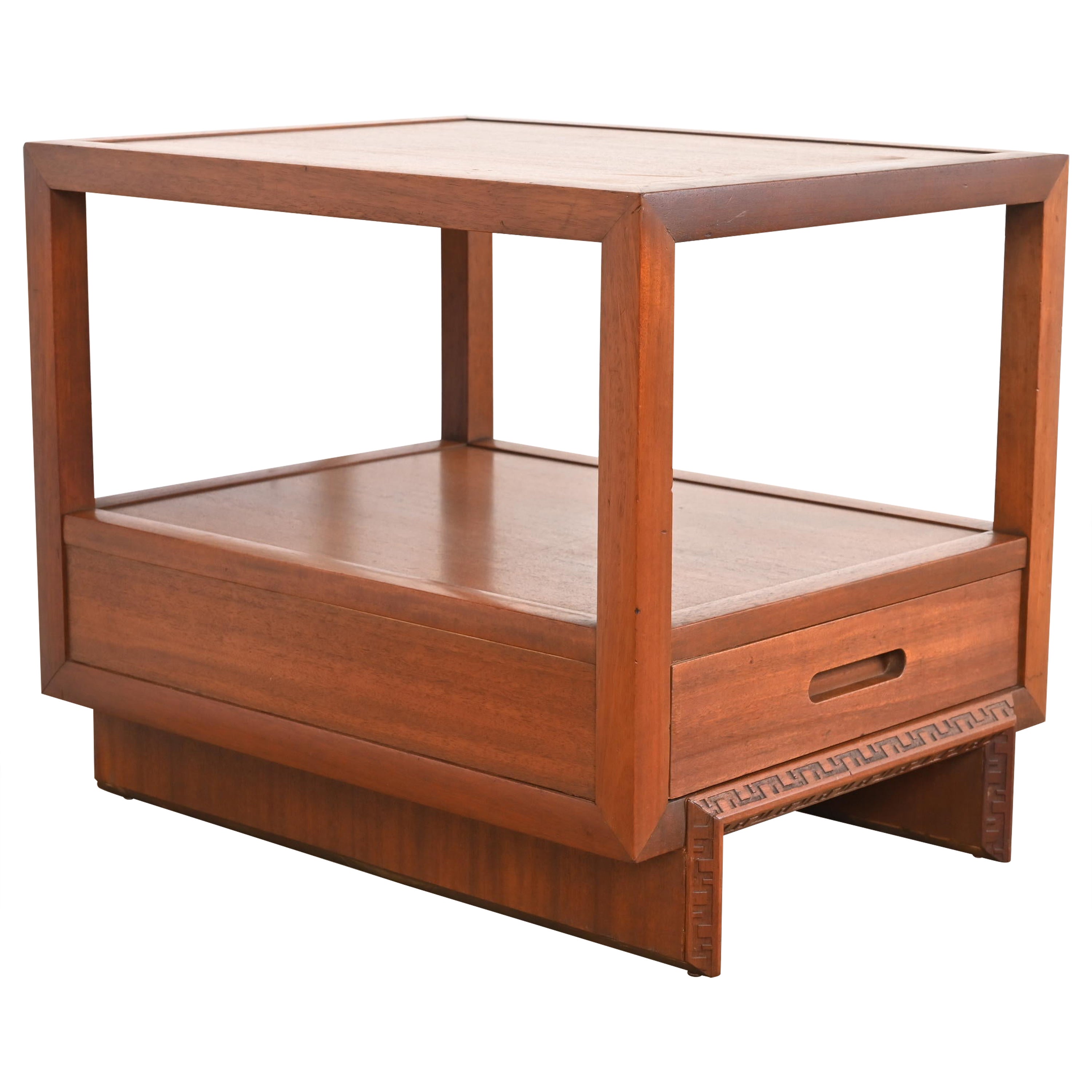 Frank Lloyd Wright Taliesin Mahogany Nightstand or Side Table, 1950s