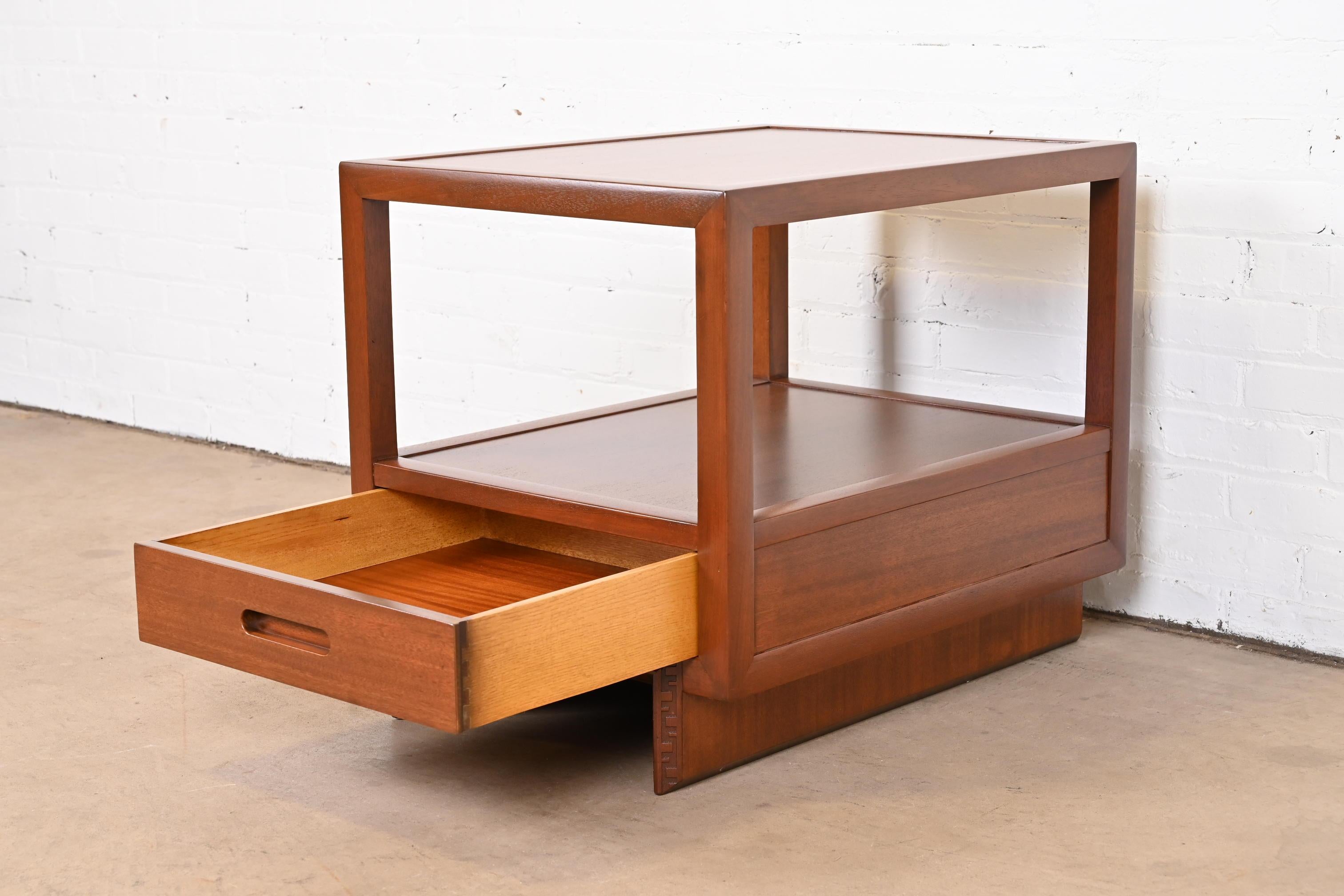 Frank Lloyd Wright Taliesin Mahogany Nightstand or Side Table, Newly Restored 3