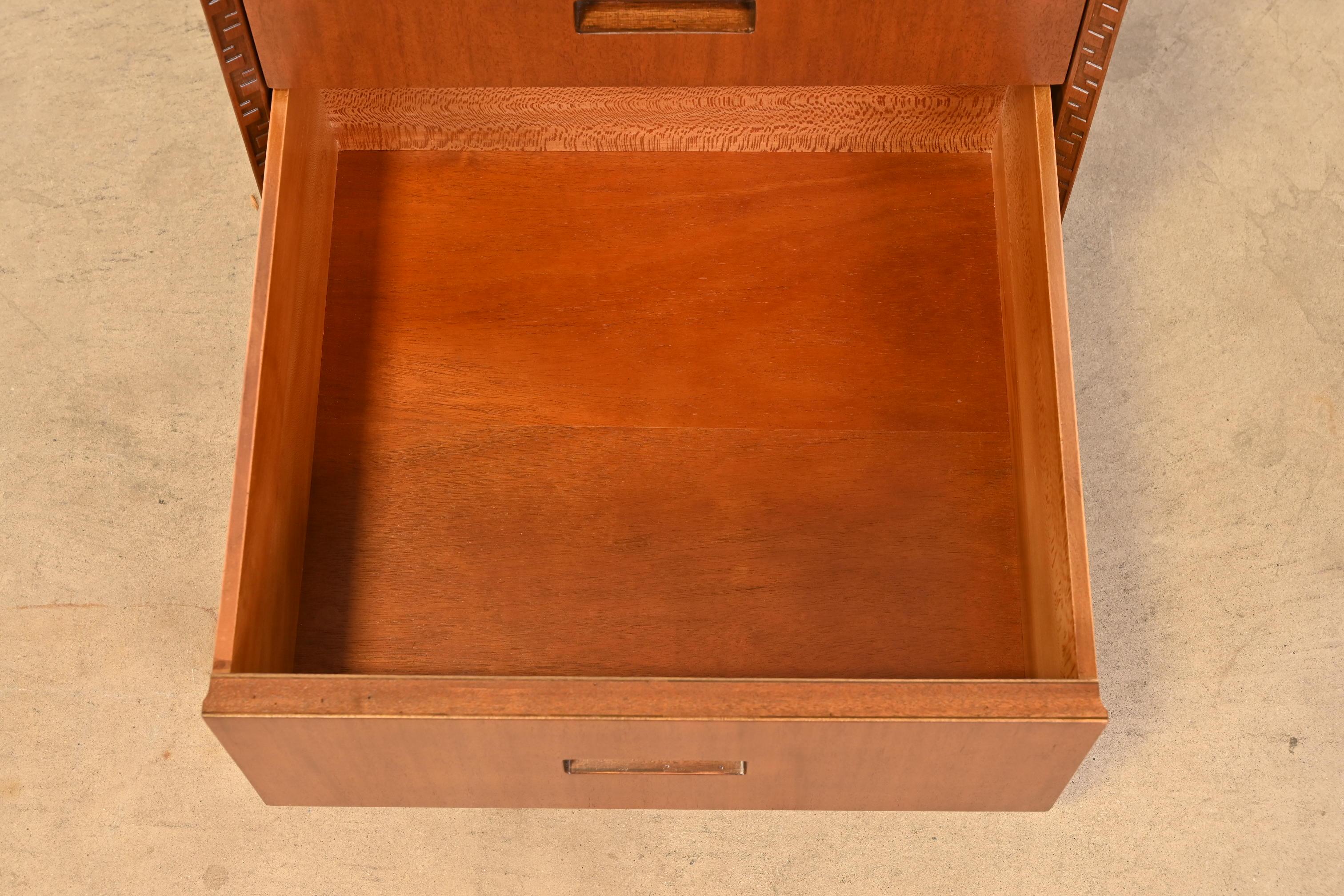 Frank Lloyd Wright Taliesin Mahogany Nightstand or Side Table, Newly Restored 5