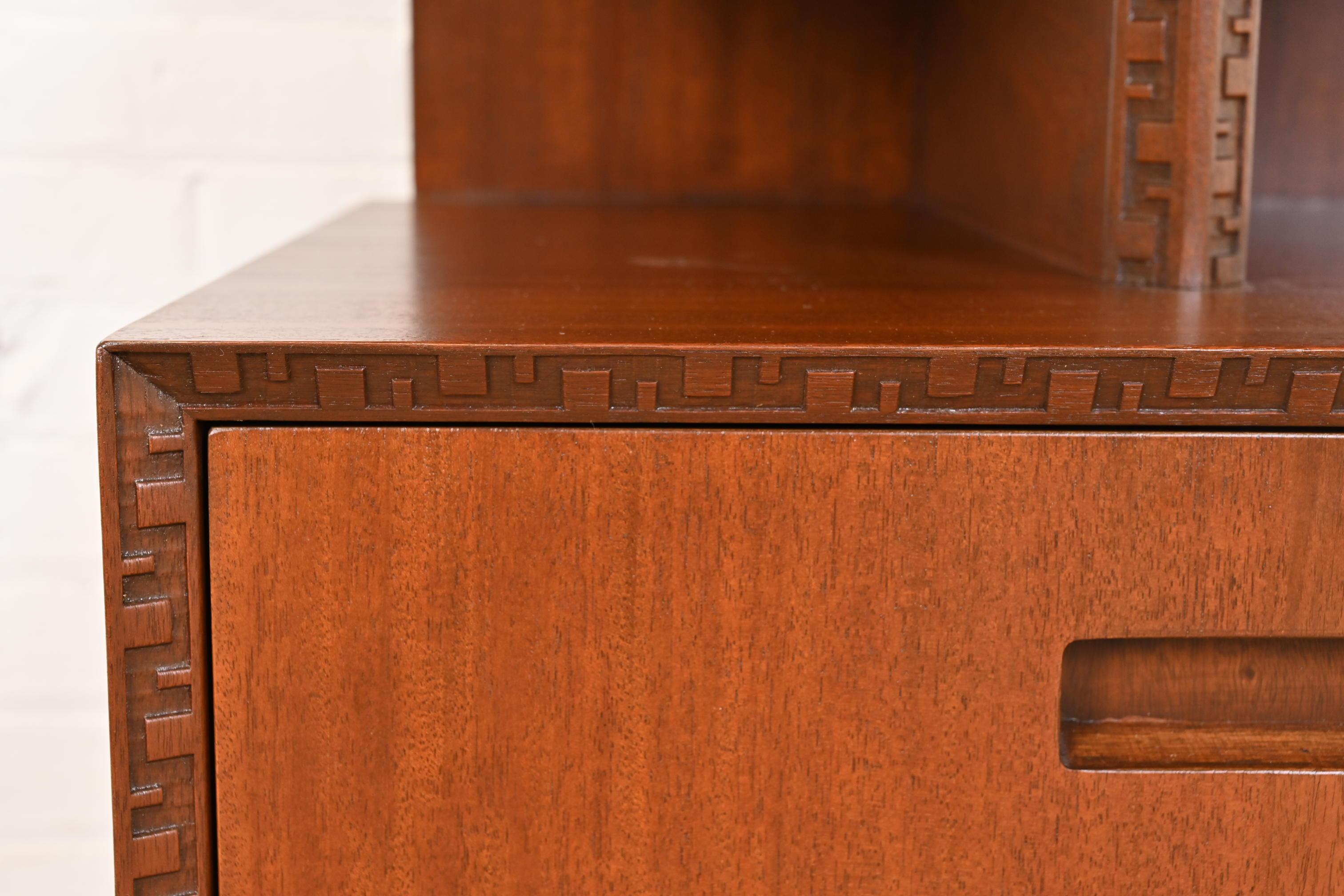 Frank Lloyd Wright Taliesin Mahogany Nightstand or Side Table, Newly Restored 7