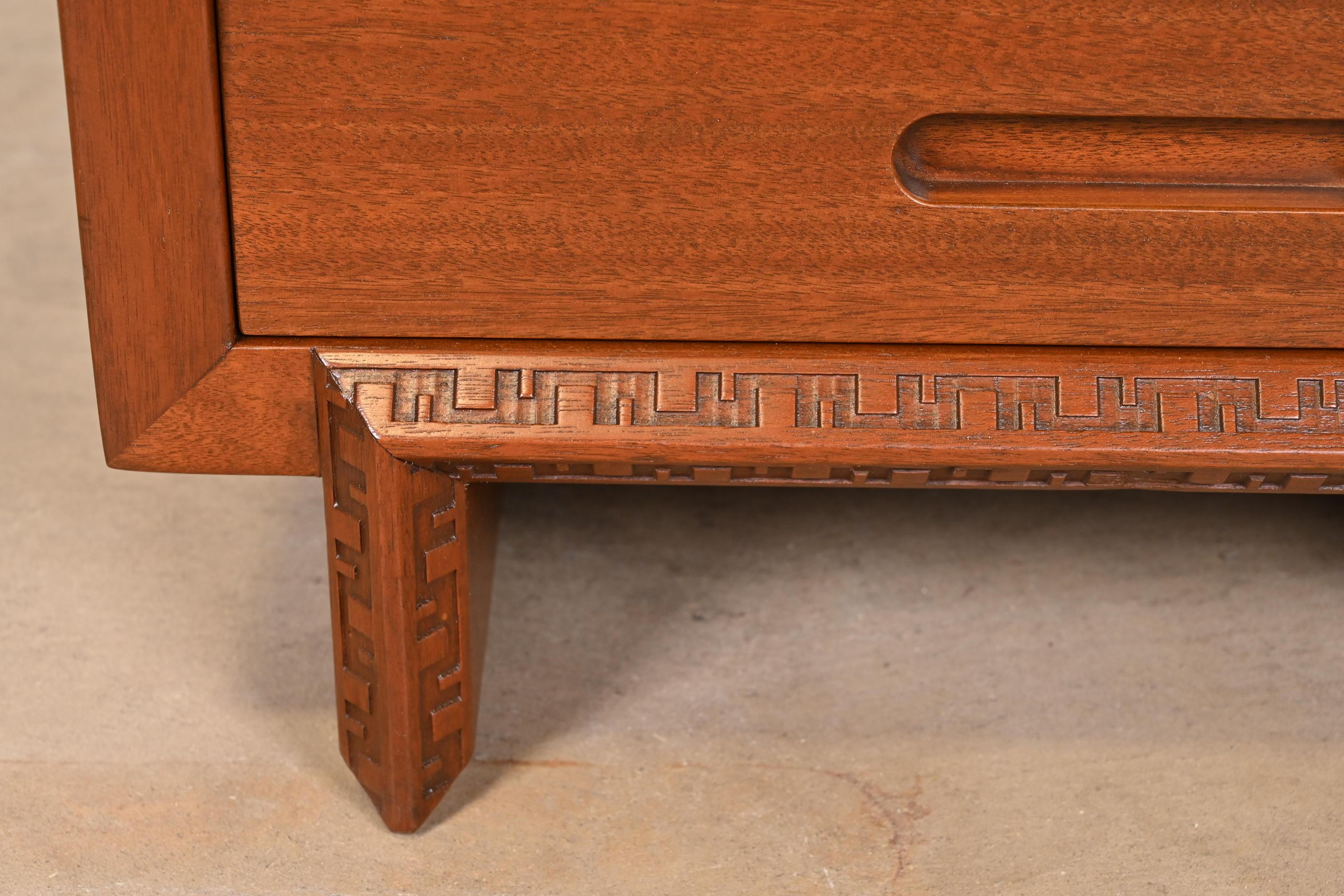 Frank Lloyd Wright Taliesin Mahogany Nightstand or Side Table, Newly Restored 7