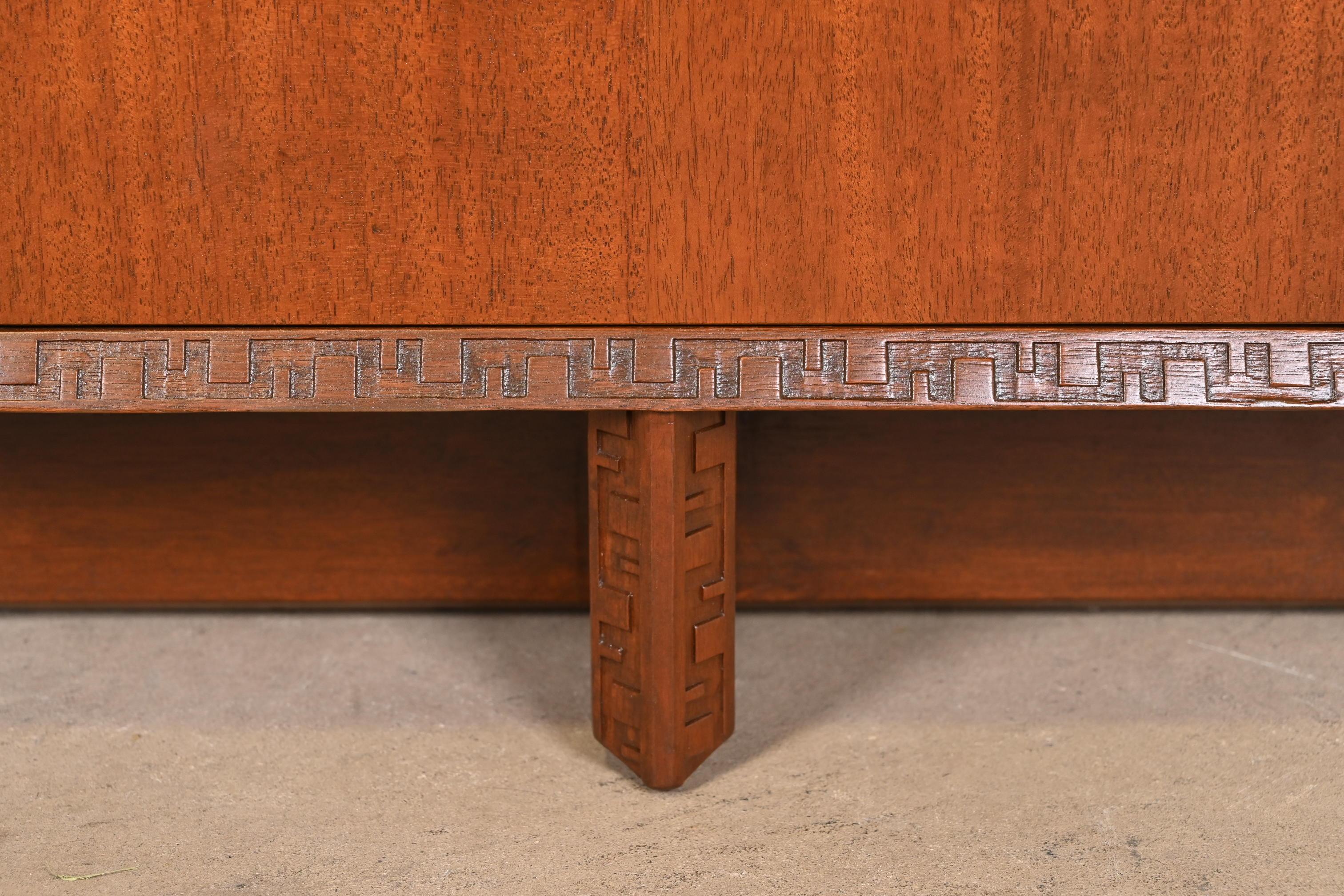 Frank Lloyd Wright Taliesin Mahogany Nightstand or Side Table, Newly Restored 8