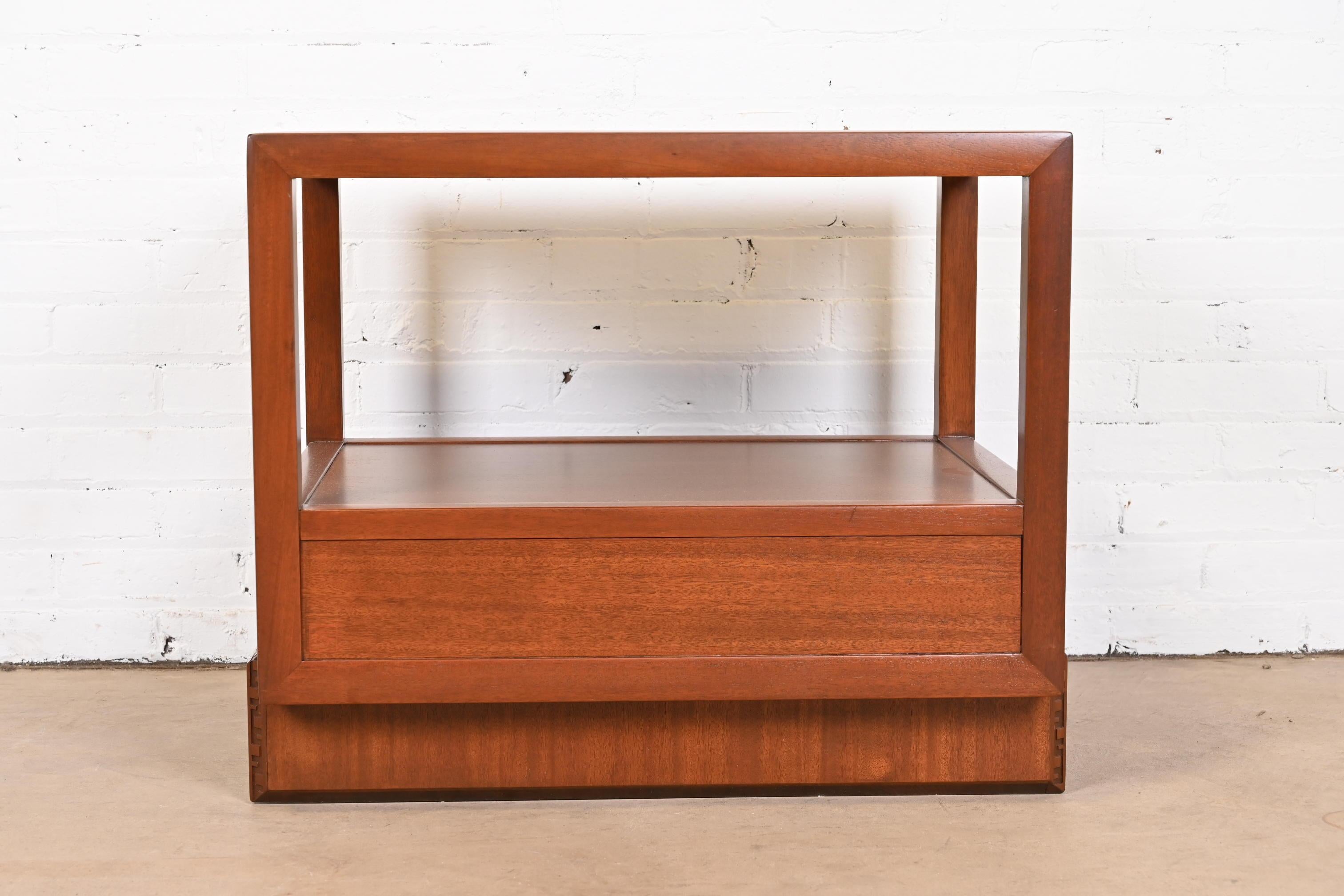 Frank Lloyd Wright Taliesin Mahogany Nightstand or Side Table, Newly Restored 9