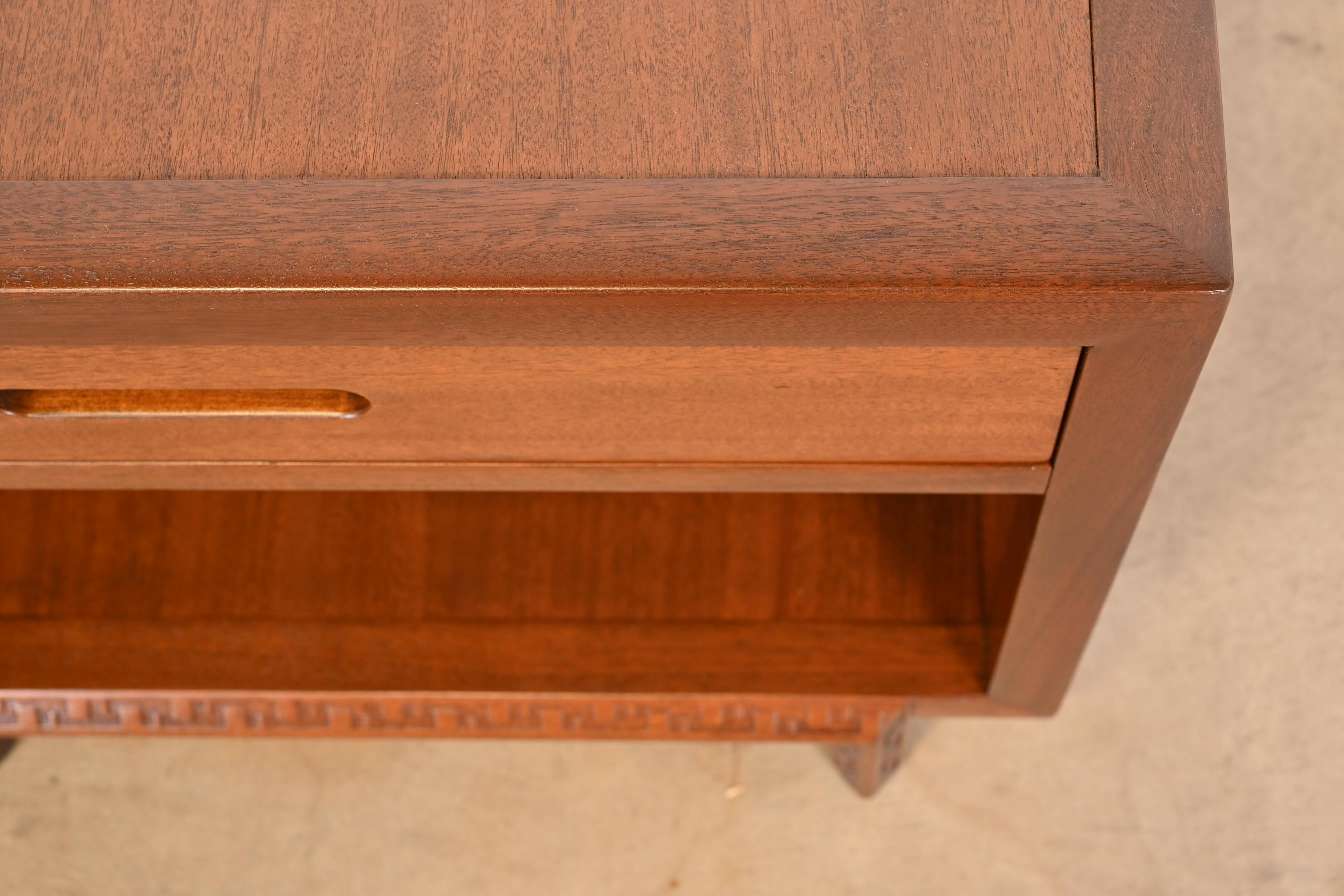 Frank Lloyd Wright Taliesin Mahogany Nightstand or Side Table, Newly Restored 11