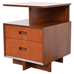 Frank Lloyd Wright Taliesin Mahogany Nightstand or Side Table, Newly Restored