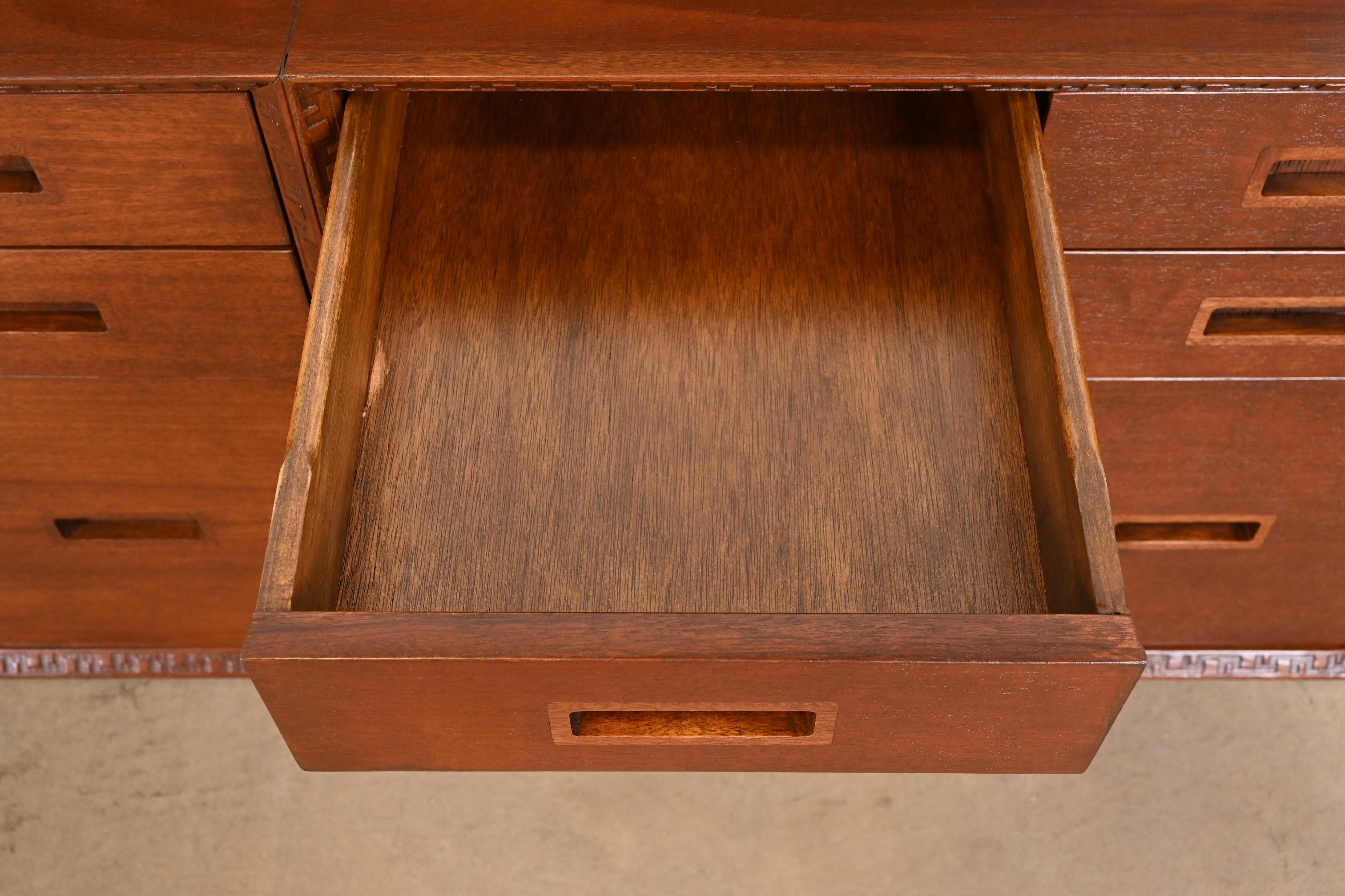 Frank Lloyd Wright Taliesin Mahogany Sideboard Credenza, Newly Restored For Sale 9