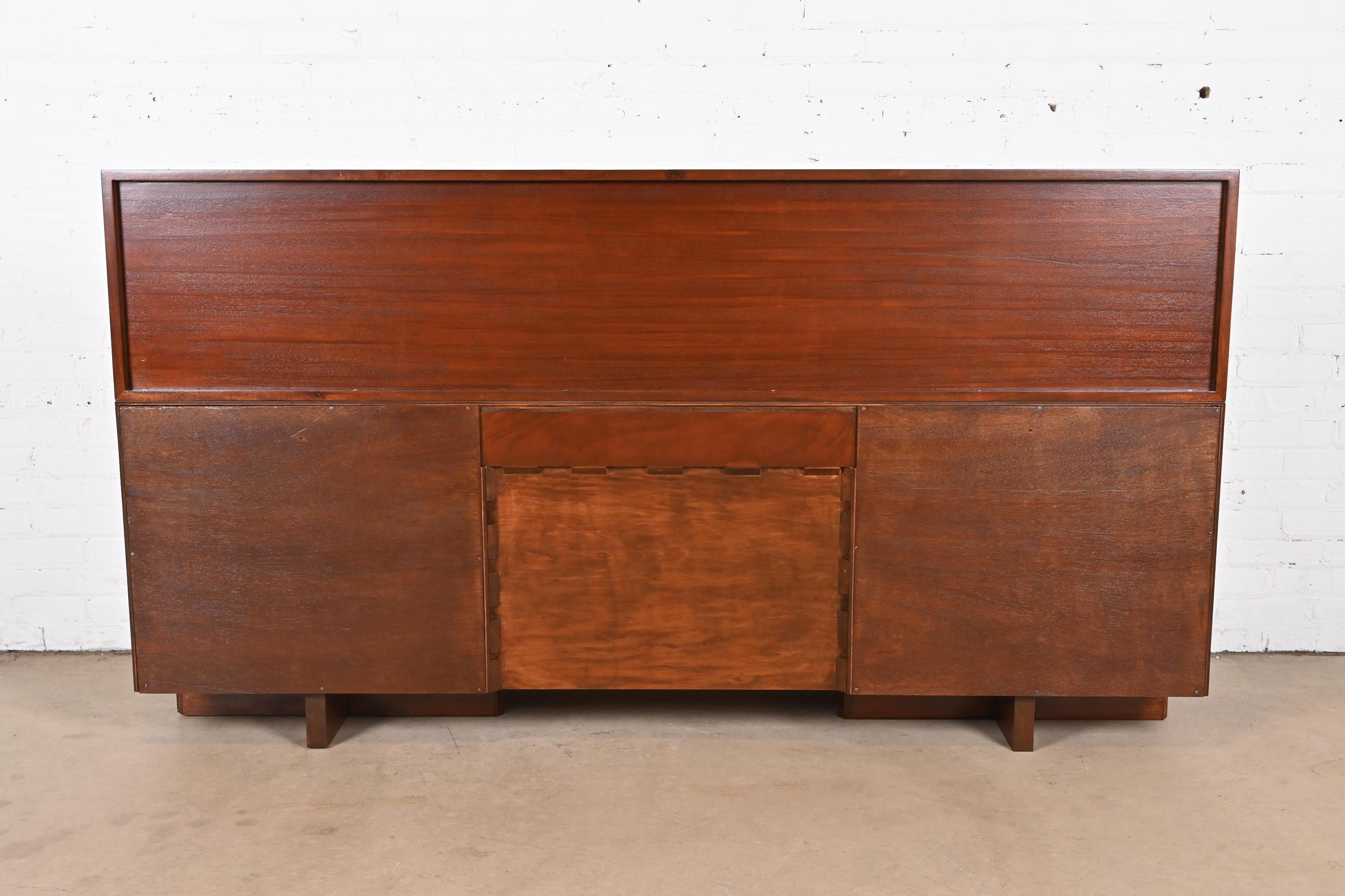 Frank Lloyd Wright Taliesin Mahogany Sideboard Credenza, Newly Restored For Sale 12