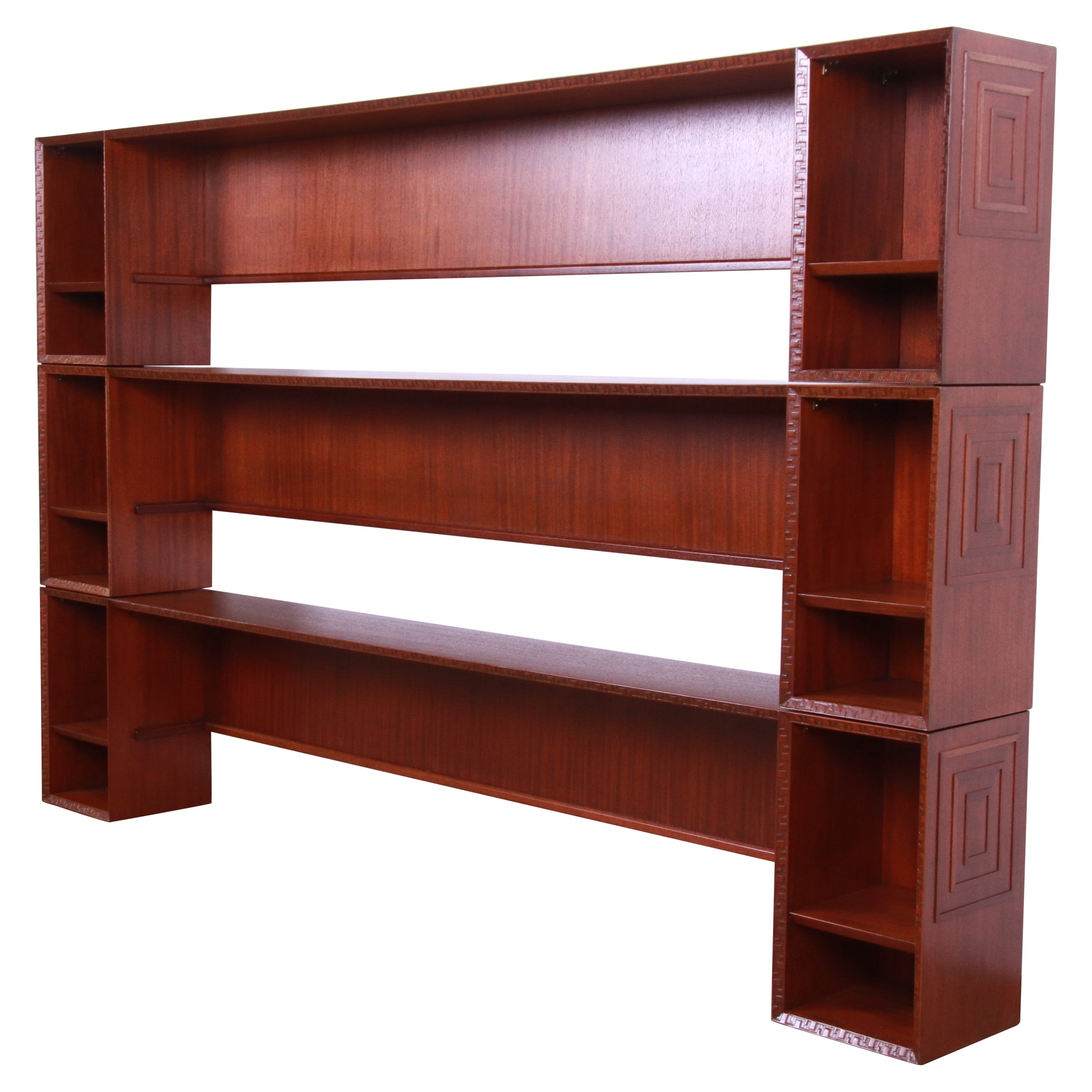 Frank Lloyd Wright Taliesin Mahogany Stacking Etagere or Wall Unit, 1950s