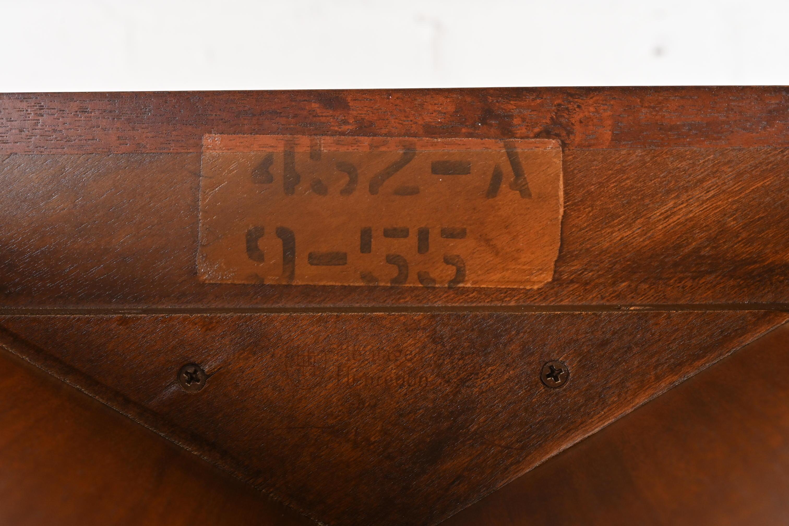 Frank Lloyd Wright Taliesin Mahogany Triangular Side Table, Newly Refinished For Sale 4