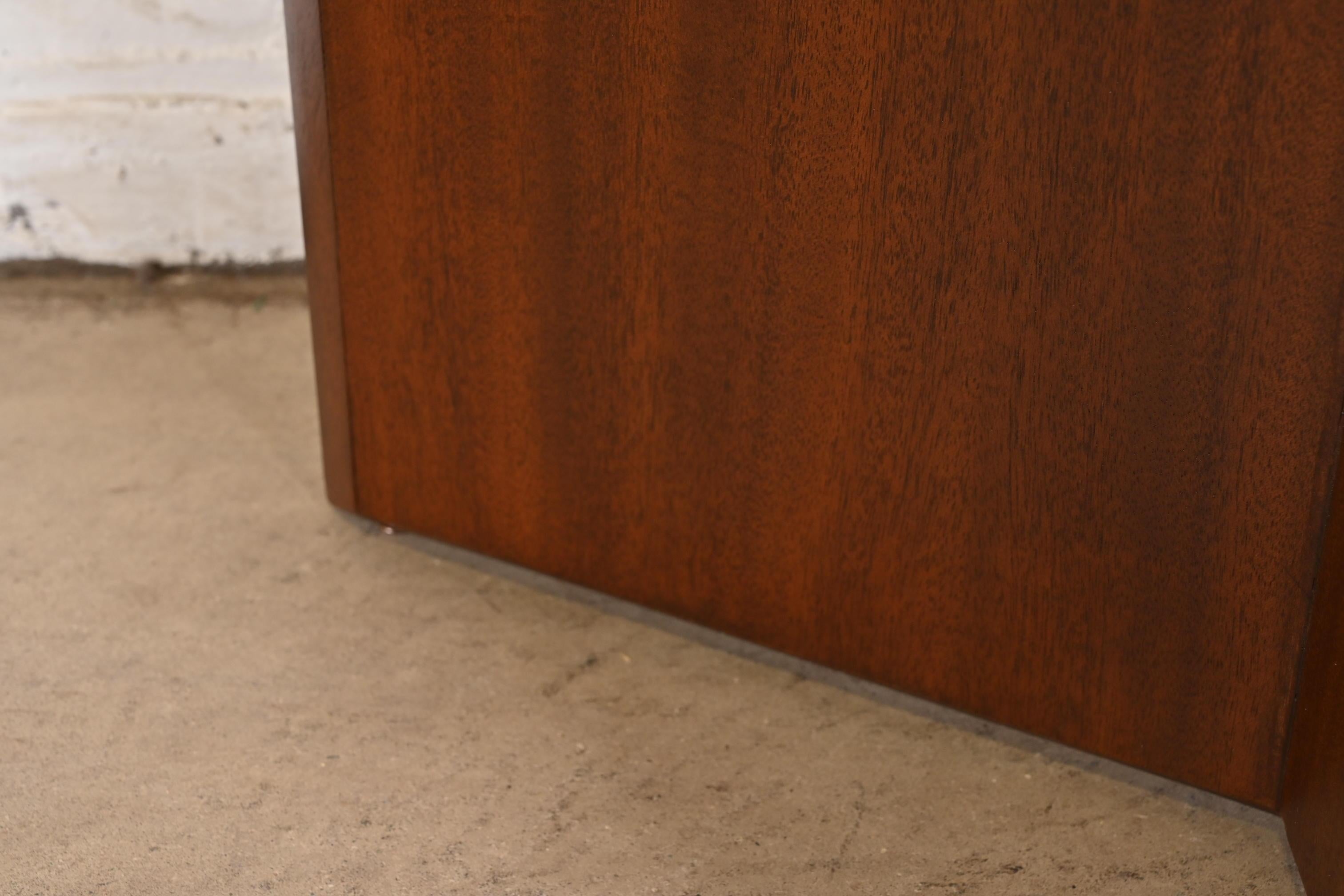 Frank Lloyd Wright Taliesin Mahogany Triangular Side Table, Newly Refinished For Sale 2