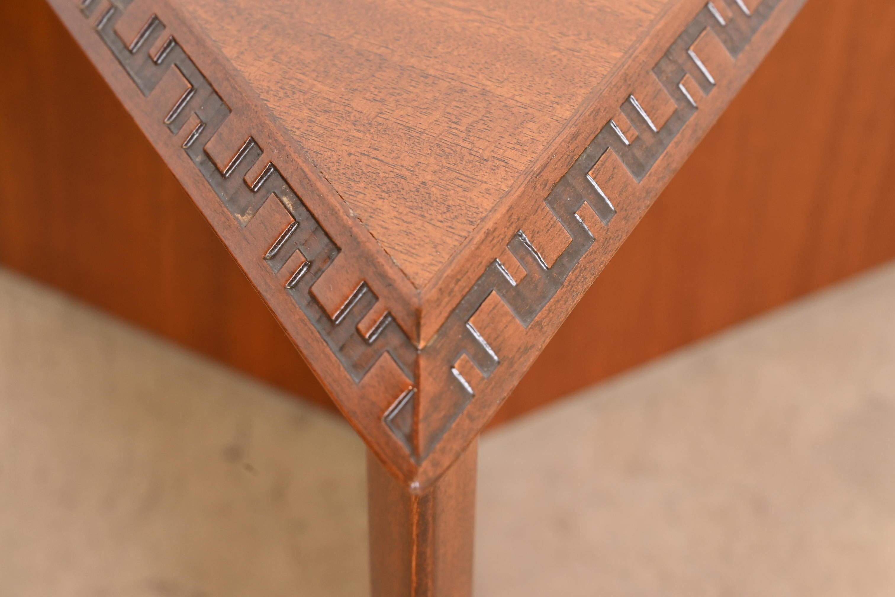 Mid-20th Century Frank Lloyd Wright Taliesin Mahogany Triangular Side Tables, 1955