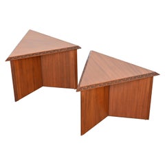 Frank Lloyd Wright Taliesin Mahogany Triangular Side Tables, 1955