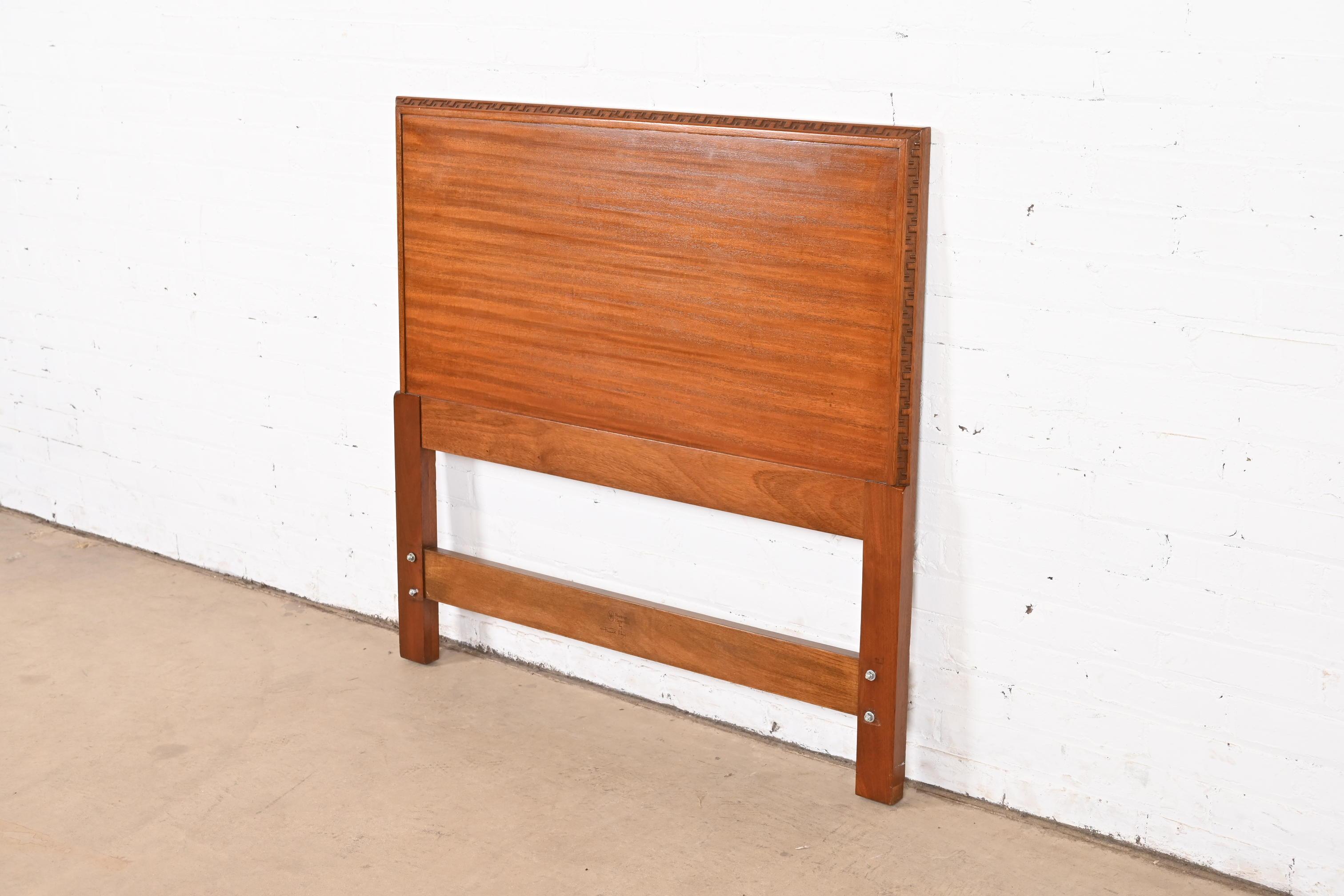 American Frank Lloyd Wright Taliesin Mahogany Twin Headboard, 1950s For Sale