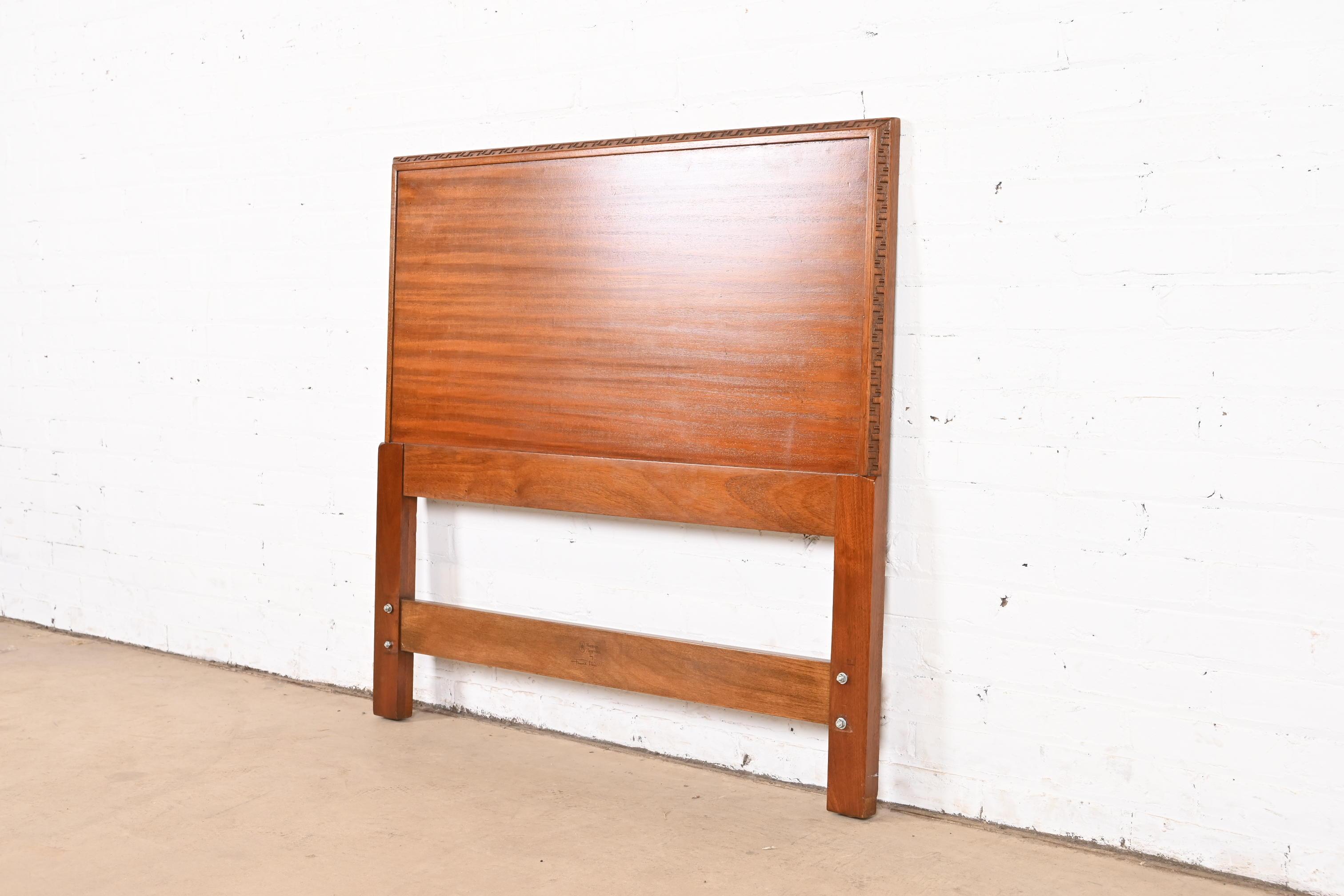Frank Lloyd Wright Taliesin Mahogany Twin Headboard, 1950s In Good Condition For Sale In South Bend, IN