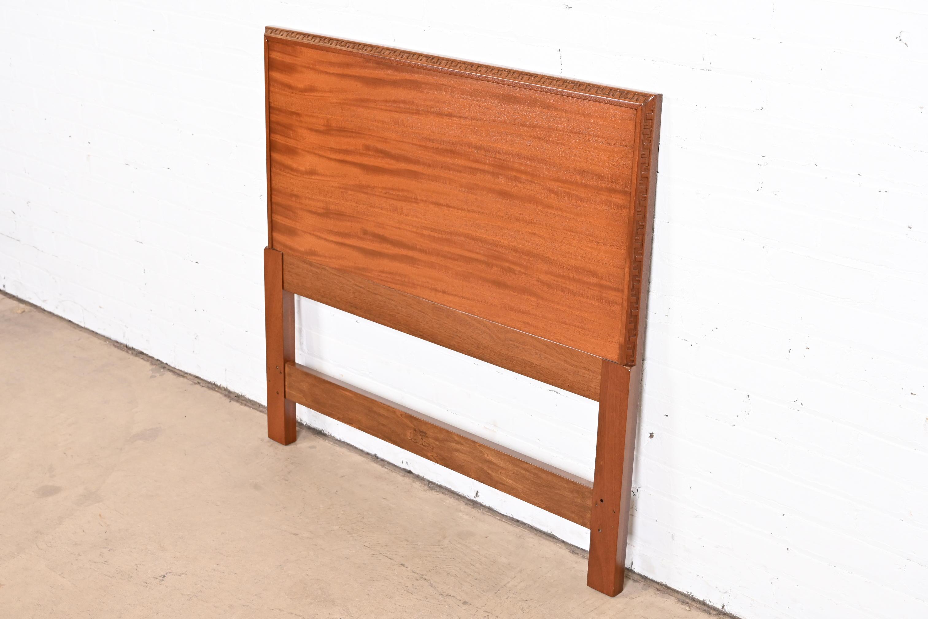 Mid-Century Modern Frank Lloyd Wright Taliesin Mahogany Twin Headboard, Newly Restored For Sale