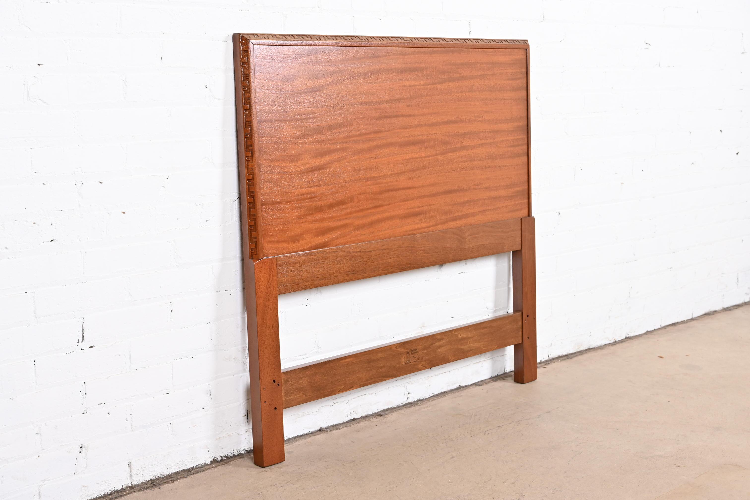 Frank Lloyd Wright Taliesin Mahogany Twin Headboard, Newly Restored In Good Condition For Sale In South Bend, IN