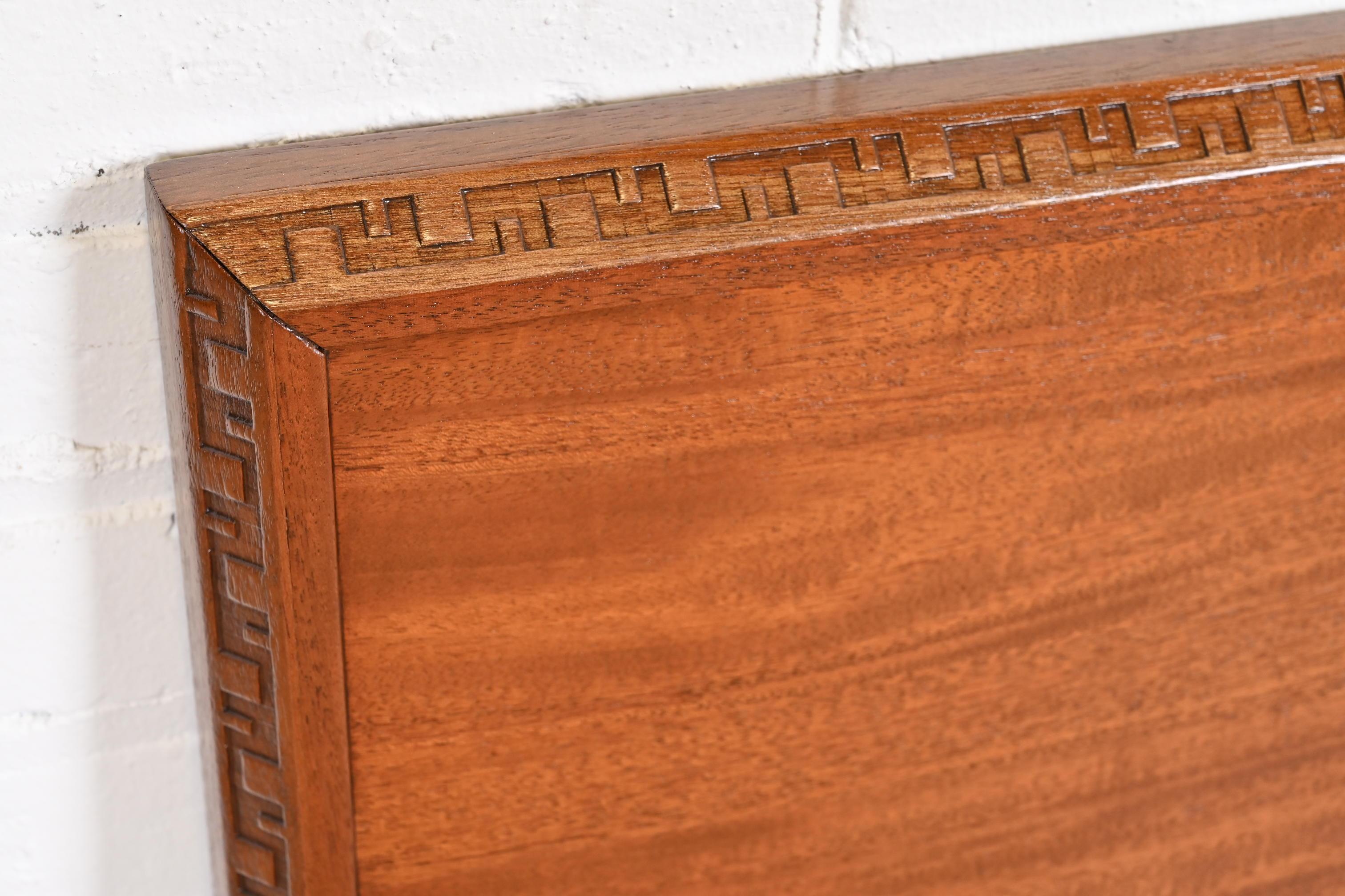 Mid-20th Century Frank Lloyd Wright Taliesin Mahogany Twin Headboard, Newly Restored For Sale