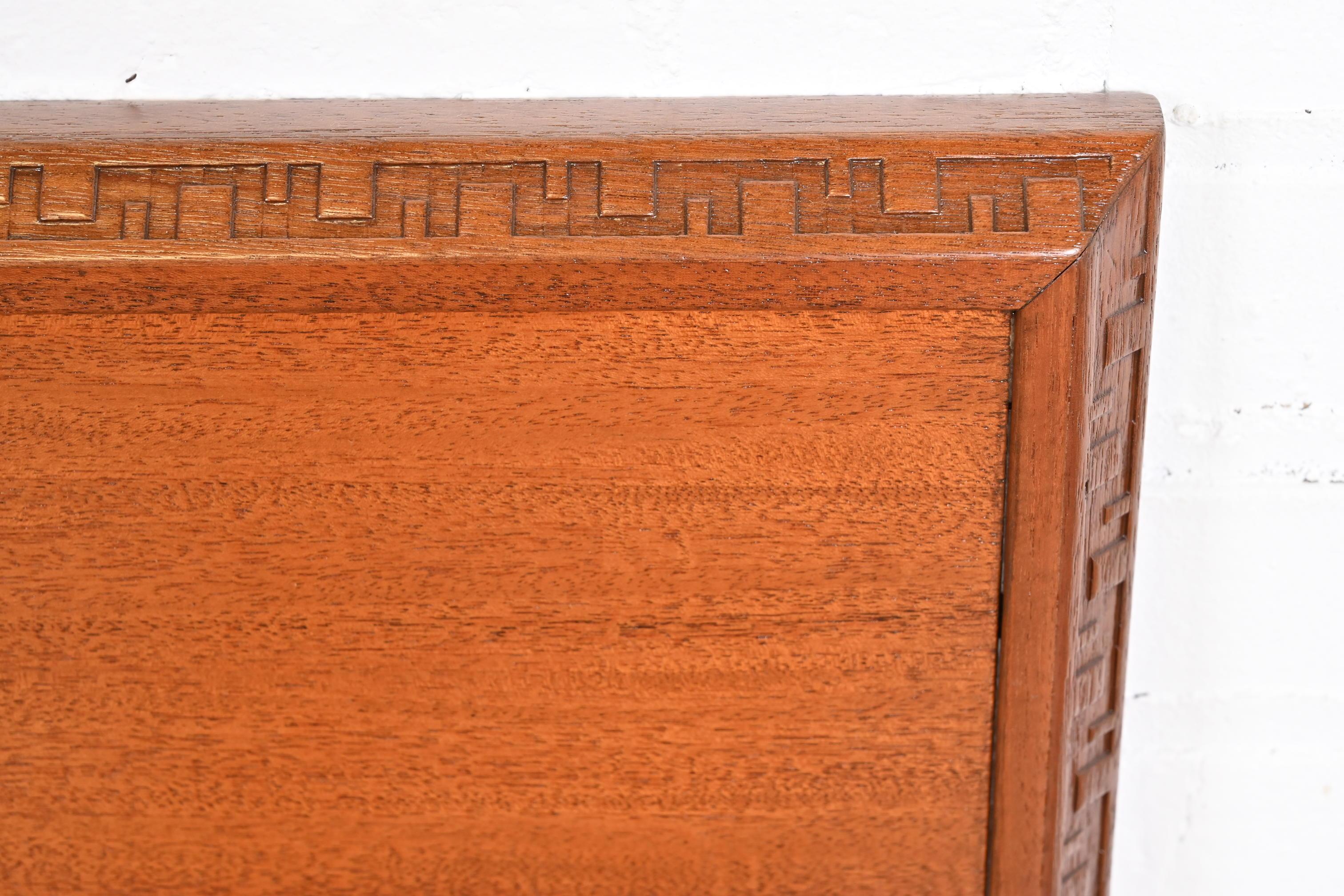 Frank Lloyd Wright Taliesin Mahogany Twin Headboard, Newly Restored For Sale 1