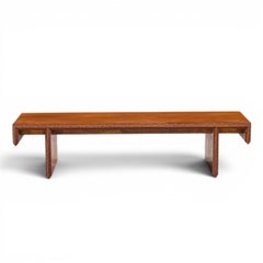 Frank Lloyd Wright Taliesin Mid Century Carved Mahogany Bench Coffee Table