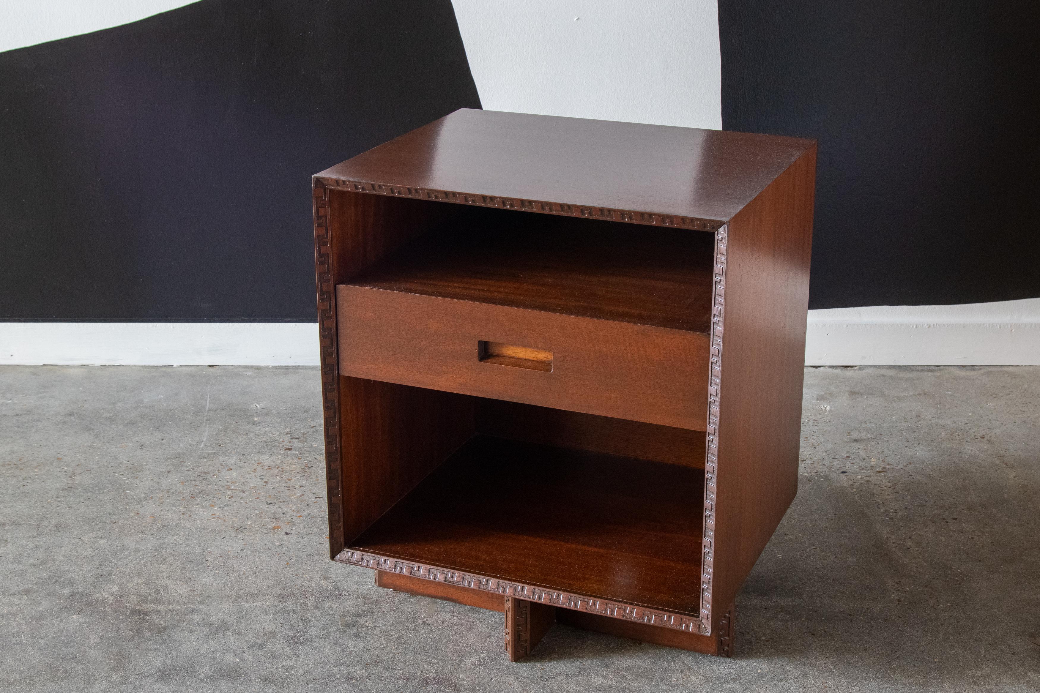 Frank Lloyd Wright Taliesin Nightstand End Table for Heritage Henredon Mahogany 3