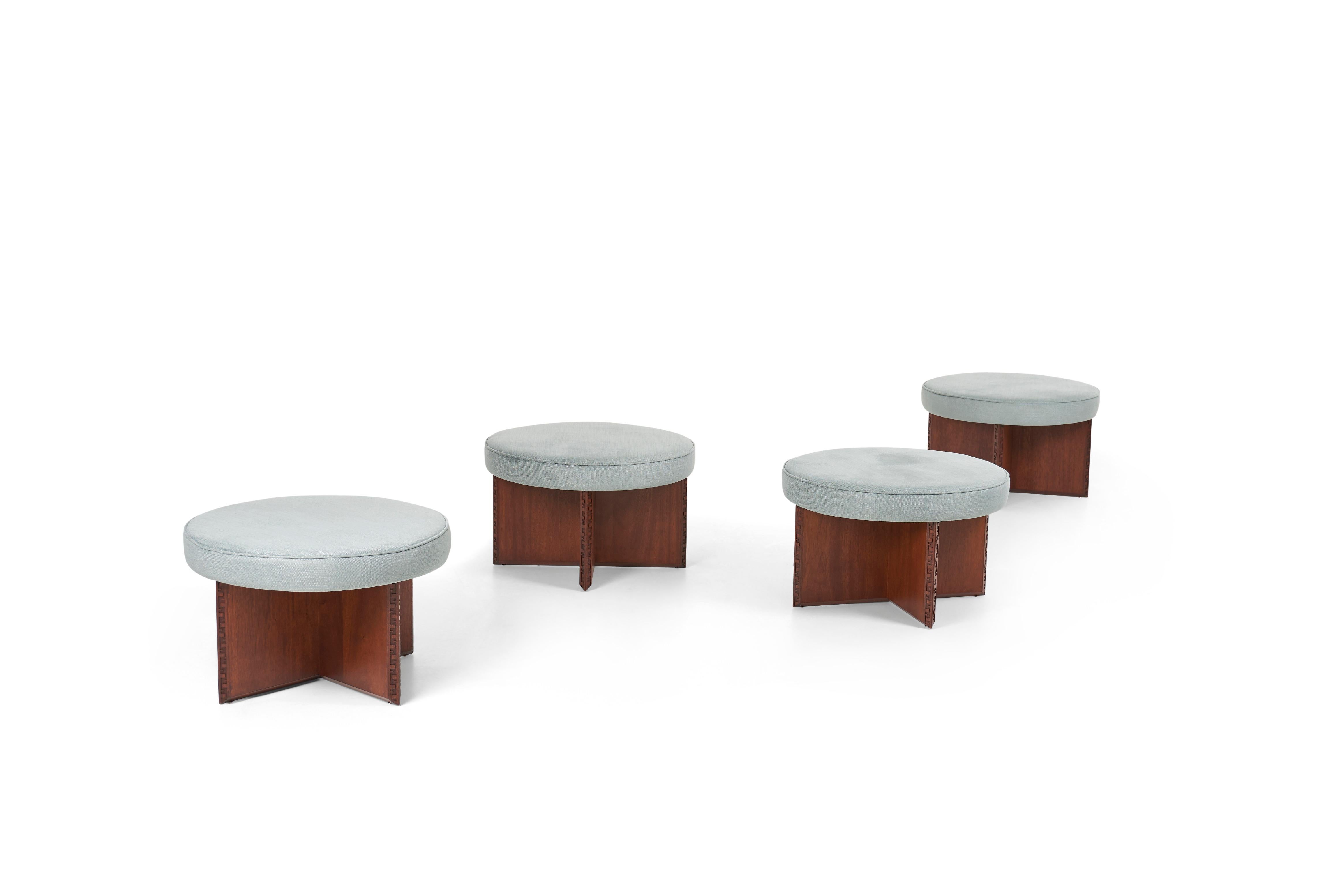 Mid-Century Modern Frank Lloyd Wright Taliesin Stools set of Four