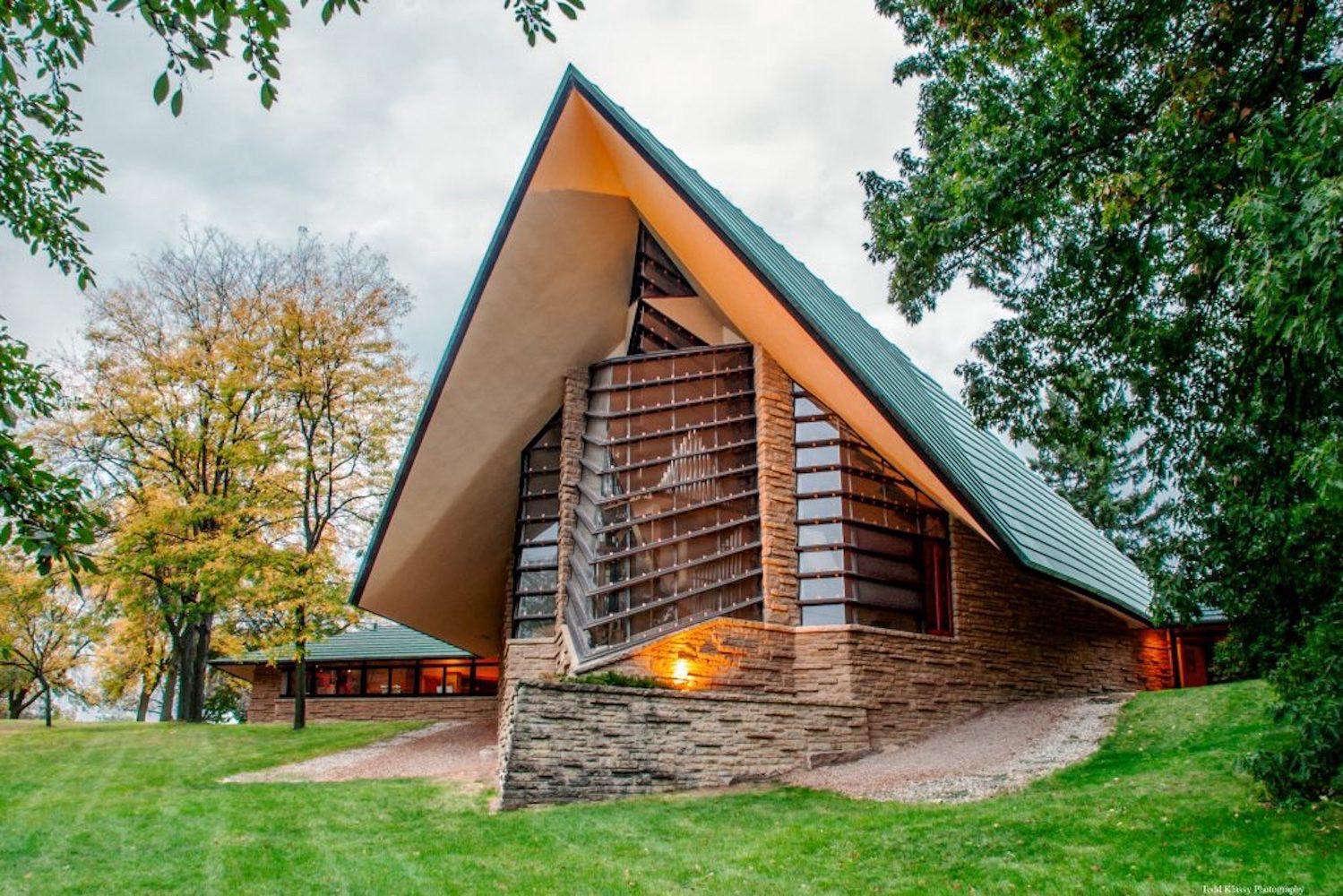 Prairie School Frank Lloyd Wright Unitarian Universalist Folding Bench 1951 Milwaukee Wisconsin