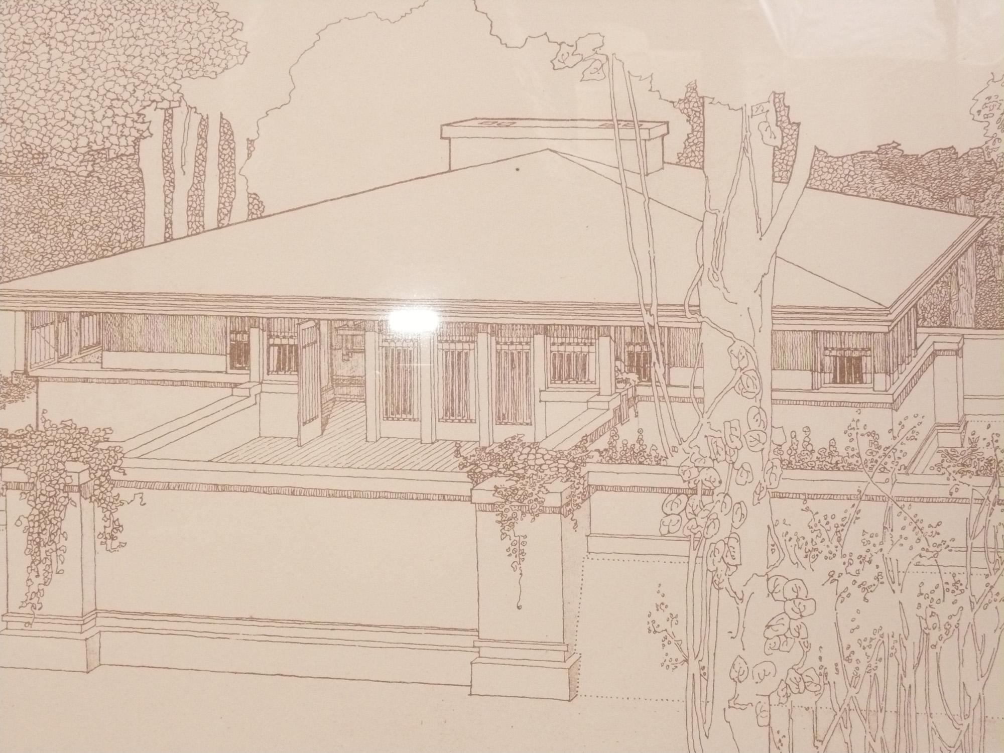 Arts and Crafts Frank Lloyd Wright Stampa Cheney House Oak Park IL Mission Arts & Crafts in vendita