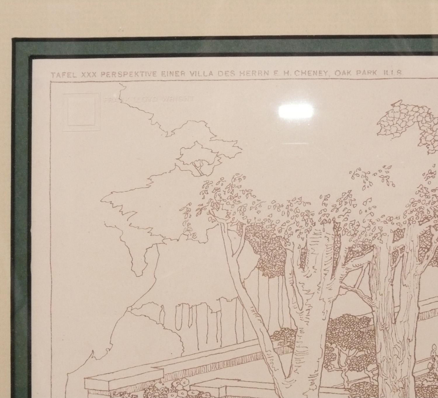Americano Frank Lloyd Wright Stampa Cheney House Oak Park IL Mission Arts & Crafts in vendita
