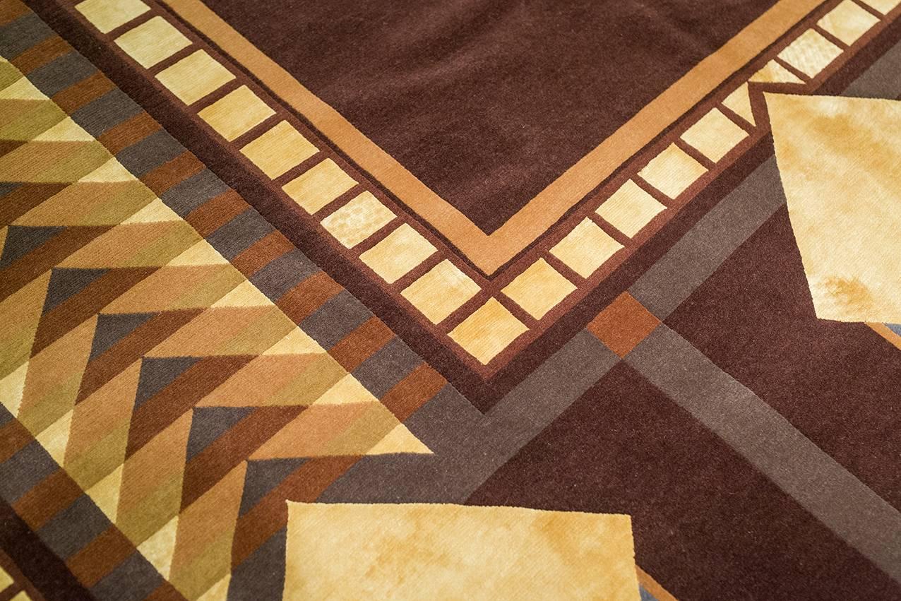 Contemporary (After) Frank Lloyd Wright, Imperial Square Silk and Wool Rug For Sale