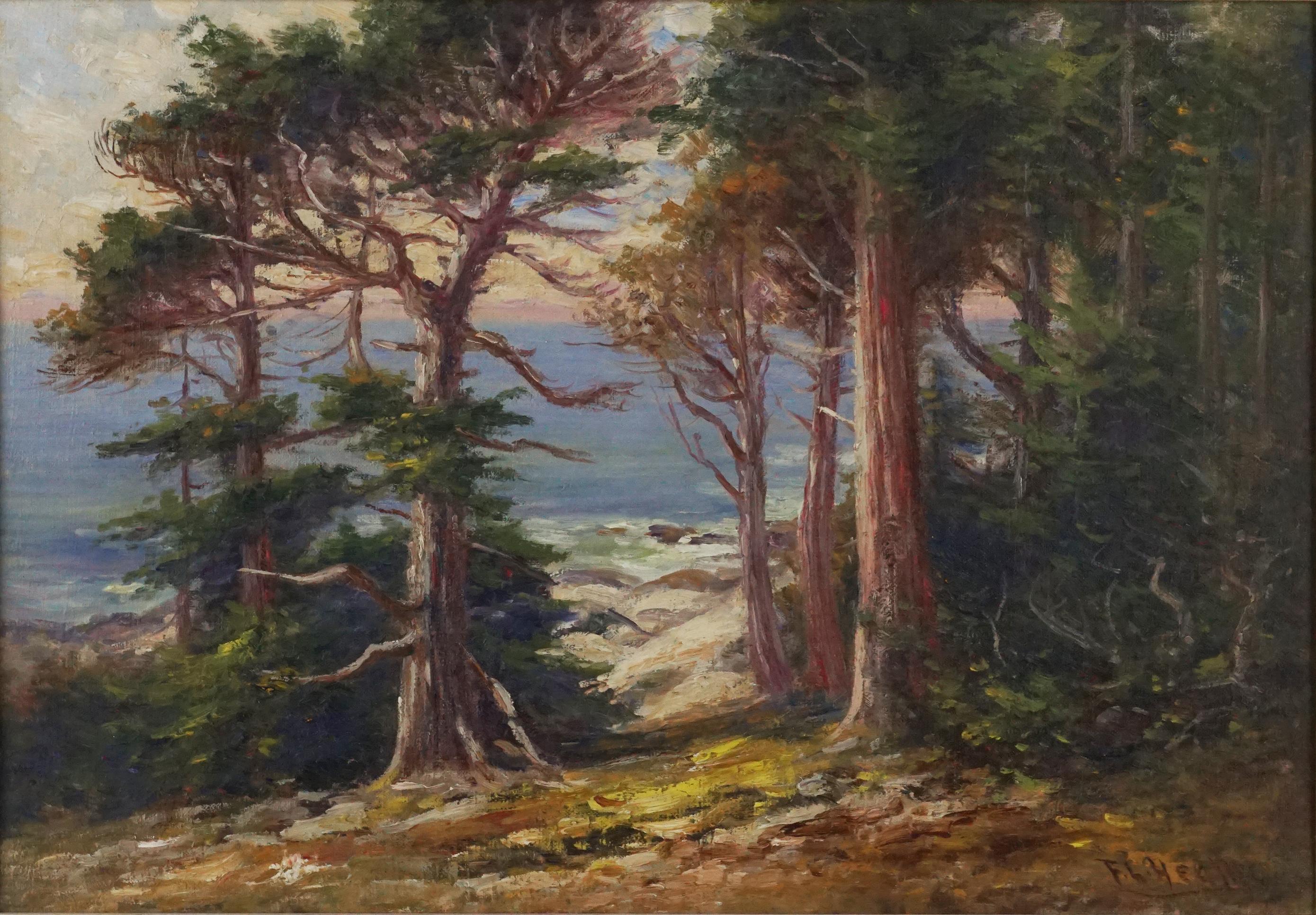 Early 20th Century Old 17 Mile Drive, Carmel California Landscape  - Painting by Frank Lucien Heath
