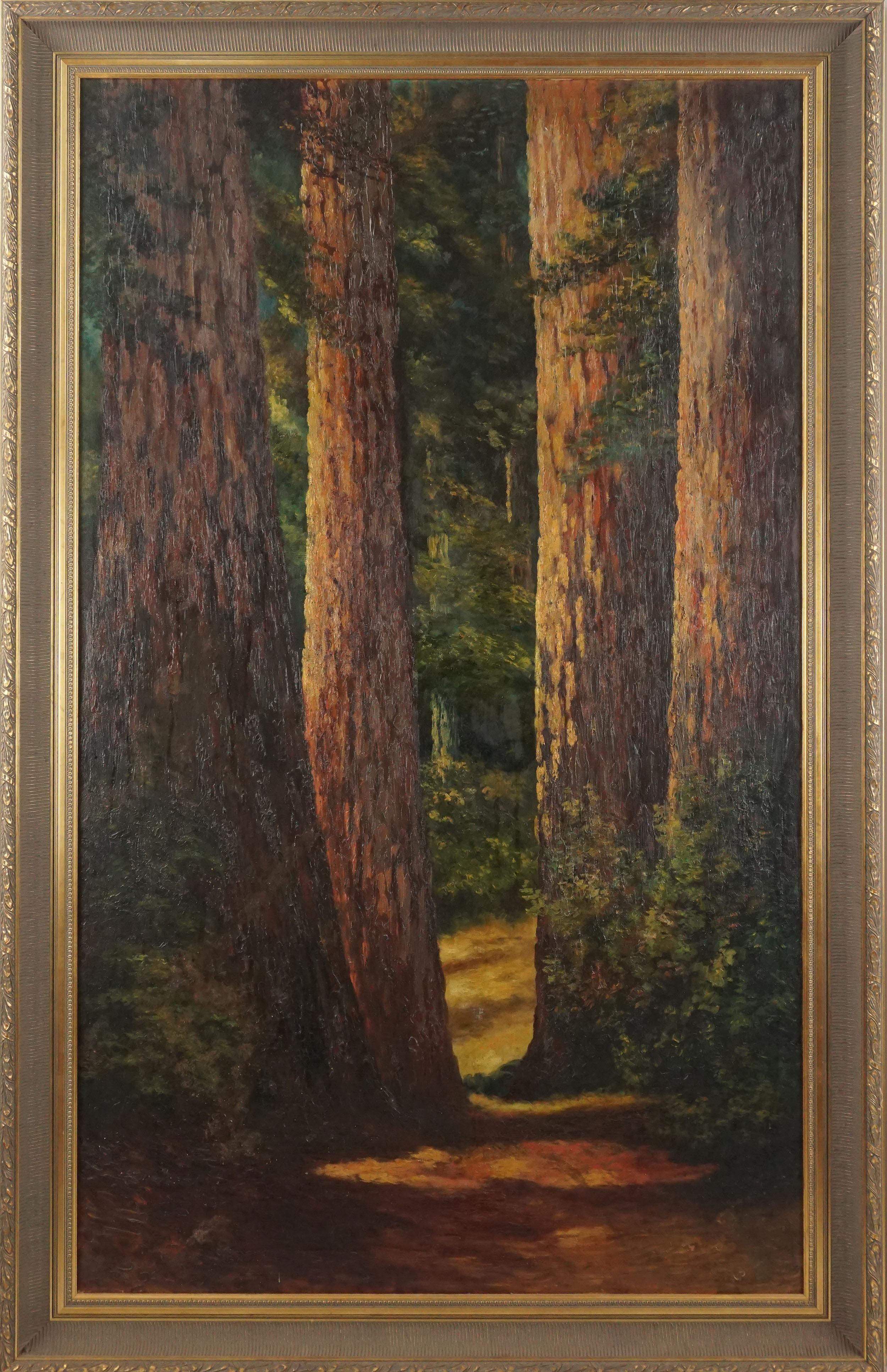 Frank Lucien Heath Landscape Painting - Turn of 20th Century Northern California Landscape -- Redwood Forest Floor