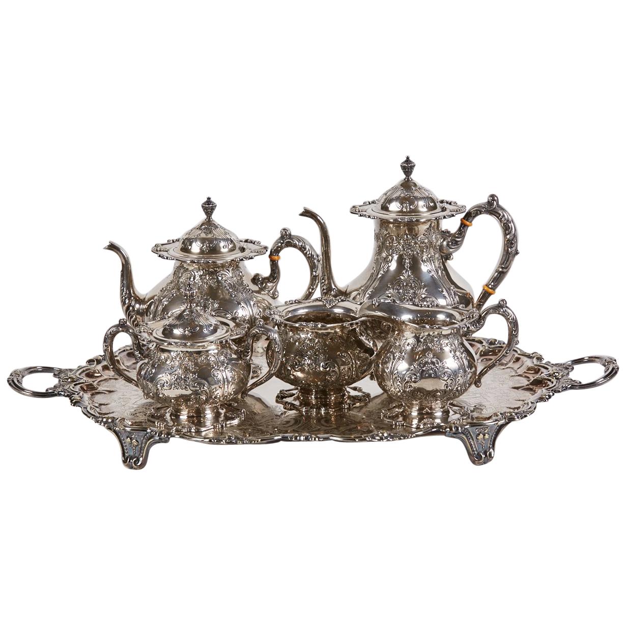 Frank M. Whiting 6-Piece Sterling Silver Tea and Coffee Service including Tray