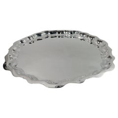 Plateau Chippendale en argent sterling géorgien piqué de Frank M. Whiting