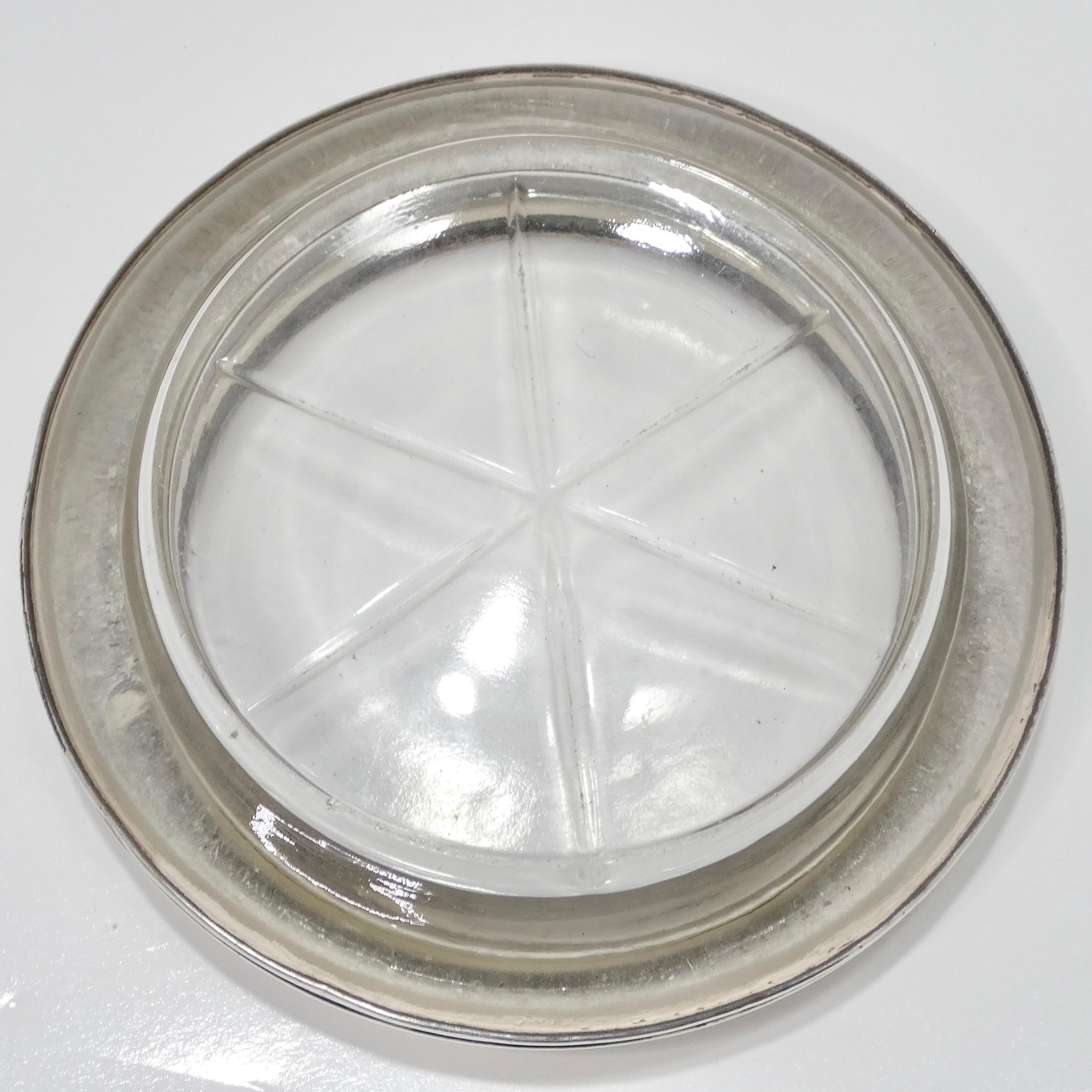 Frank M. Whiting & Co Antique Pure Silver Glass Ash Tray For Sale 2