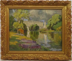 Original Vintage Mid Century ENGLISH oil painting BUCKINGHAM PALACE LONDON