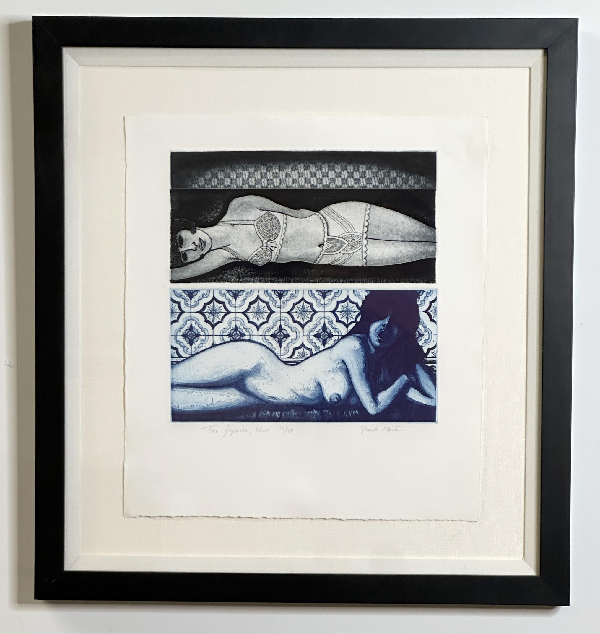 Two Figures 1968 Framed Limited Edition Etching - Print by Frank Martin