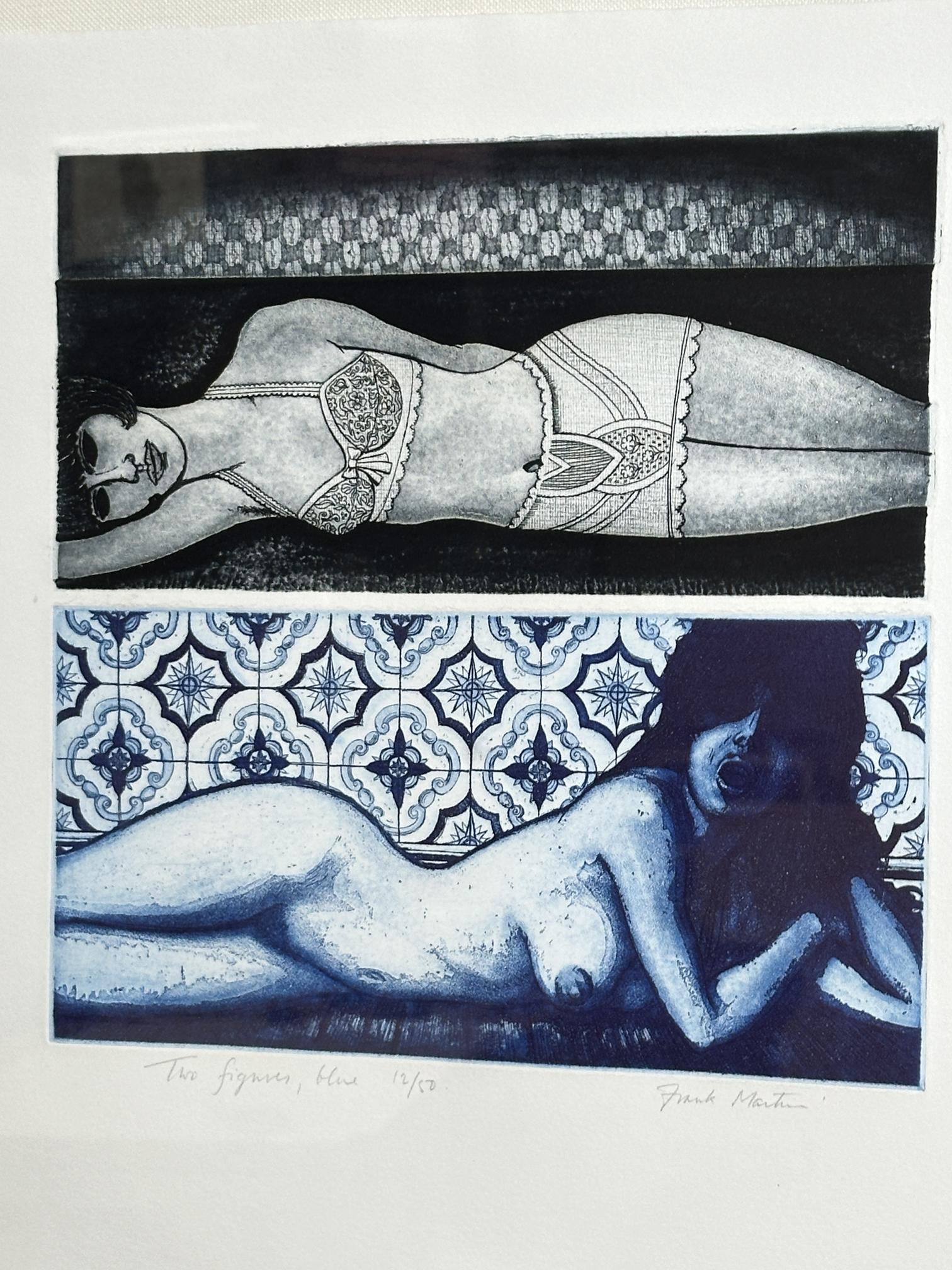 Two Figures 1968 Framed Limited Edition Etching - Pop Art Print by Frank Martin