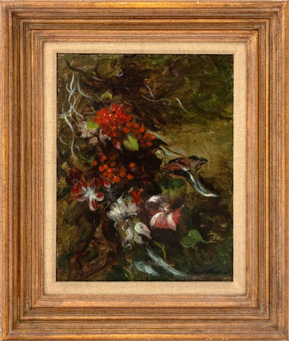Floral Still Life, Post-Impressionist Oil Painting on Canvas, 1970