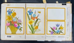 Floral Still Life Illustration Painting Pair