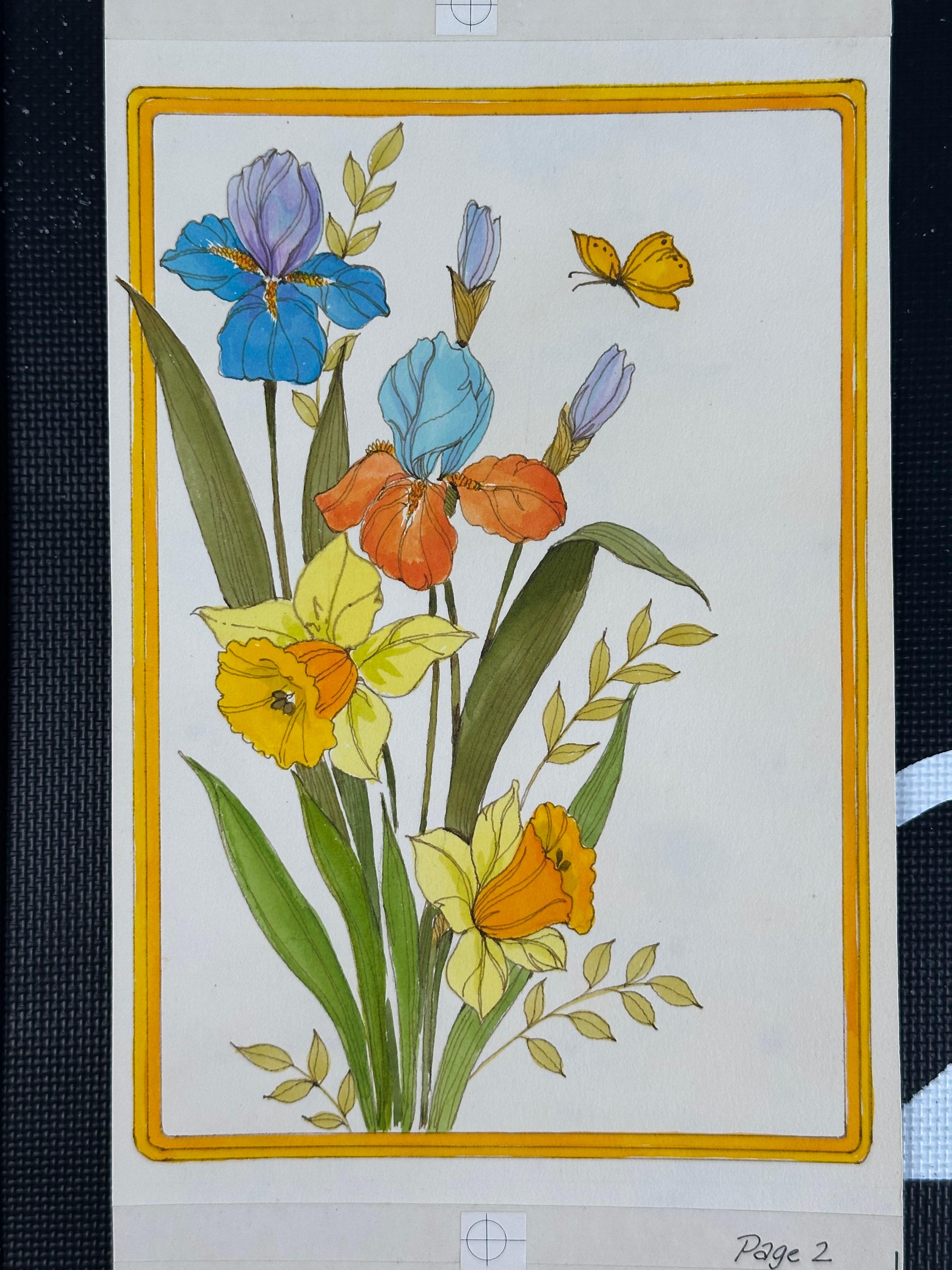 Beautiful 3-panel series of floral design by American artist , Frank Massa.

Watercolor and ink on illustration board. 

Each image measures 5 x 7 inches, and a bit larger in the illustration panel. 

You get all 3 images with purchase. 