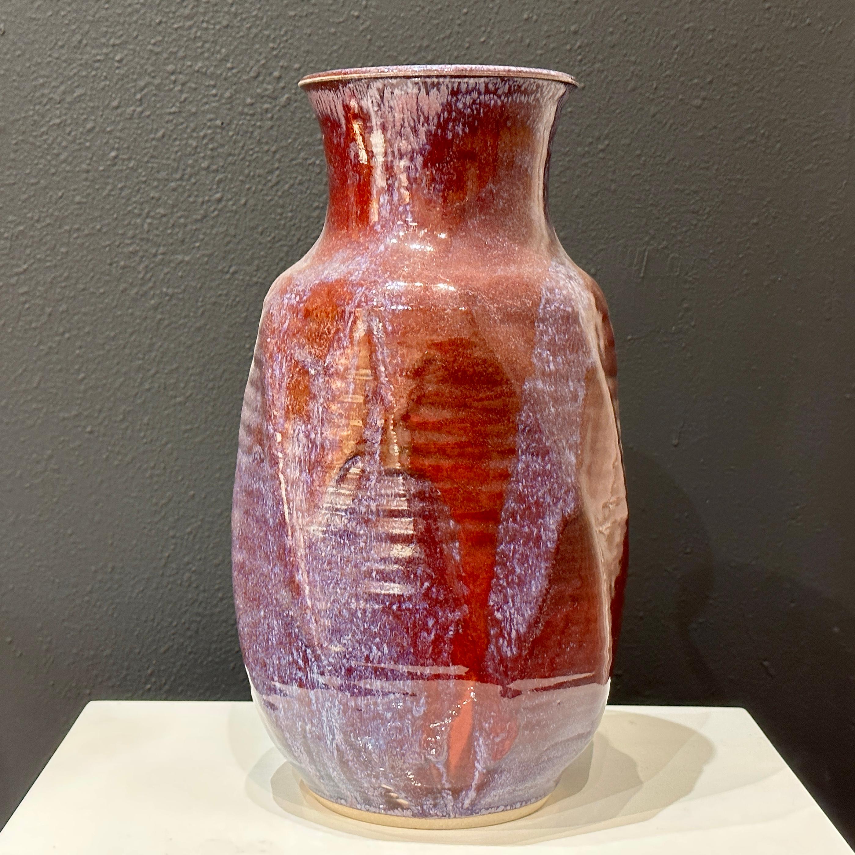 American Frank Matranga Manhattan Beach California Pottery Spiral Design Vase ca 1970s For Sale