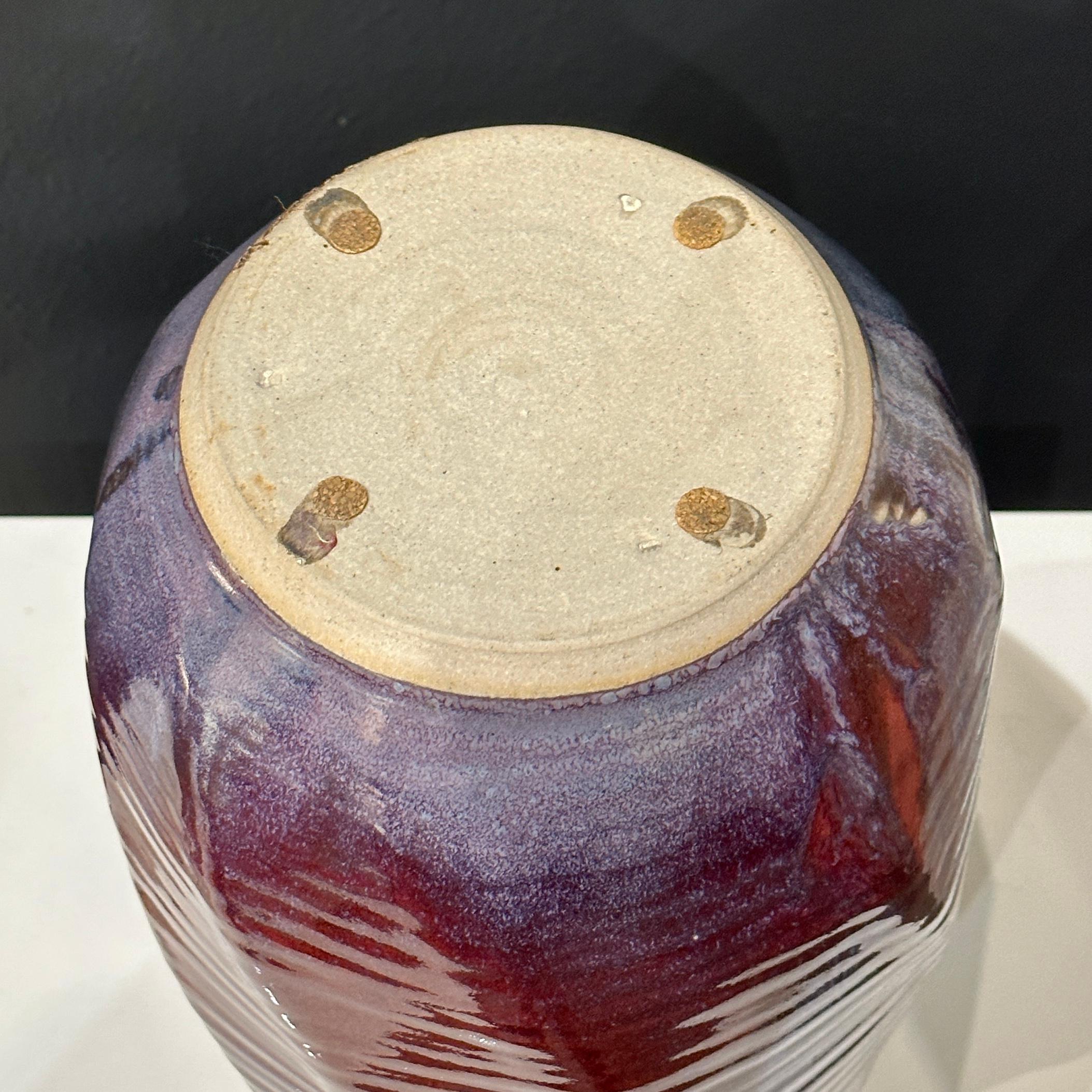 Ceramic Frank Matranga Manhattan Beach California Pottery Spiral Design Vase ca 1970s For Sale