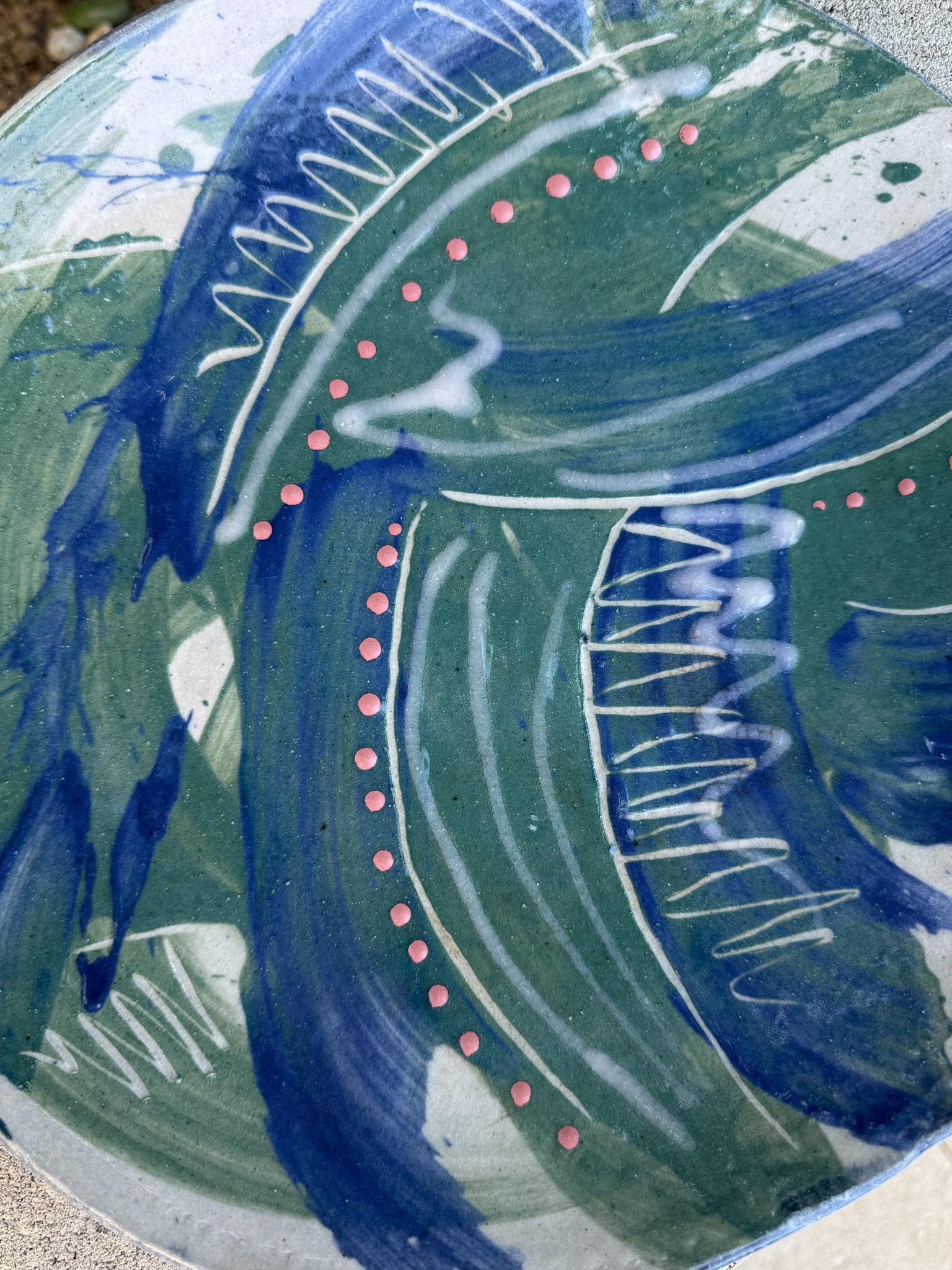 Glazed Frank Matranga Signed Ceramic Charger, California, 20th Century For Sale