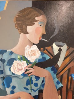 'Mad Cow'. Large Contemporary Scottish Surrealist Acrylic on Canvas.