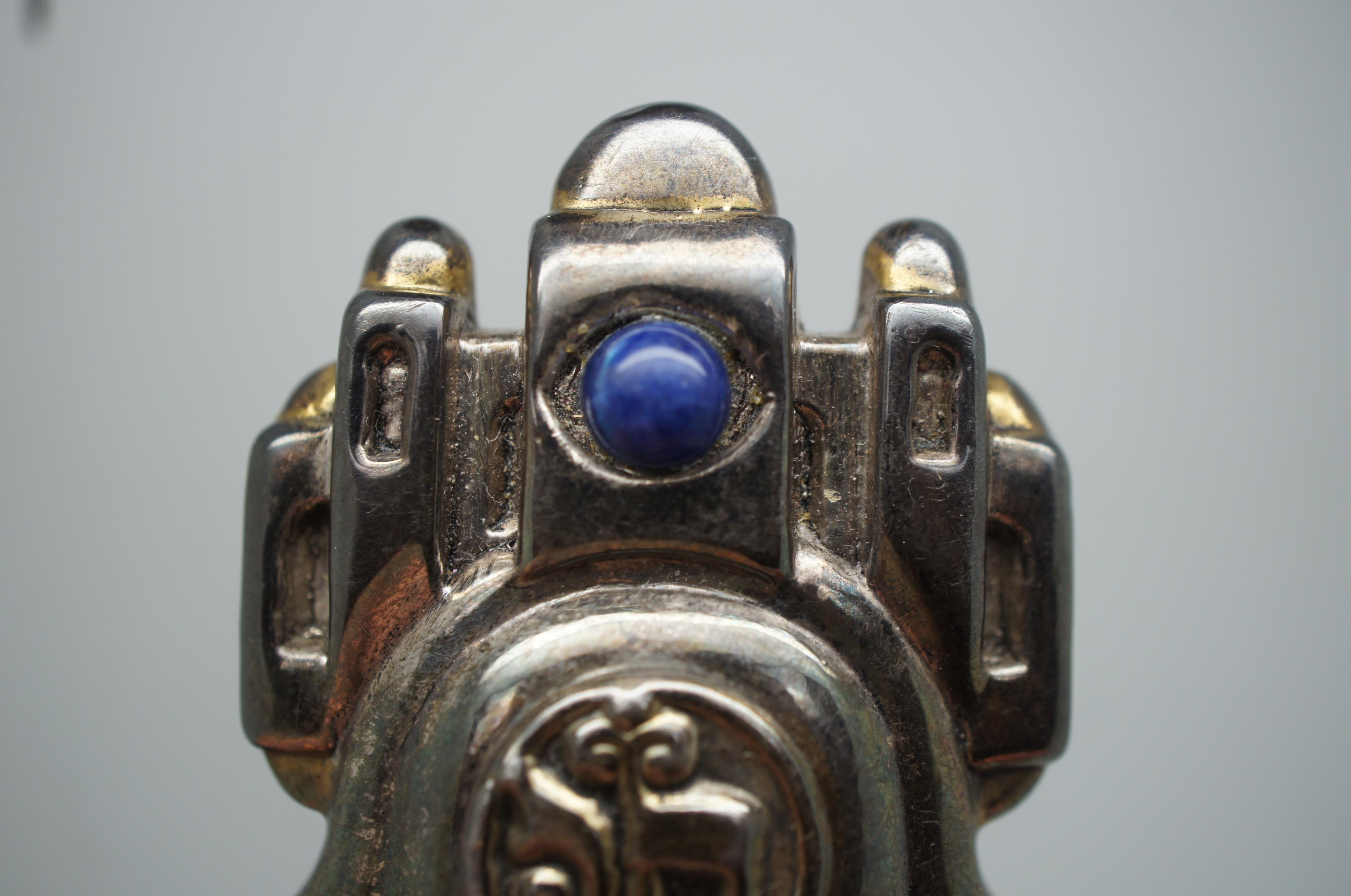 Frank Meisler 925 Sterling Silver Hamsa Pin Brooch Pendant Lapis Kabbalah Amulet 1