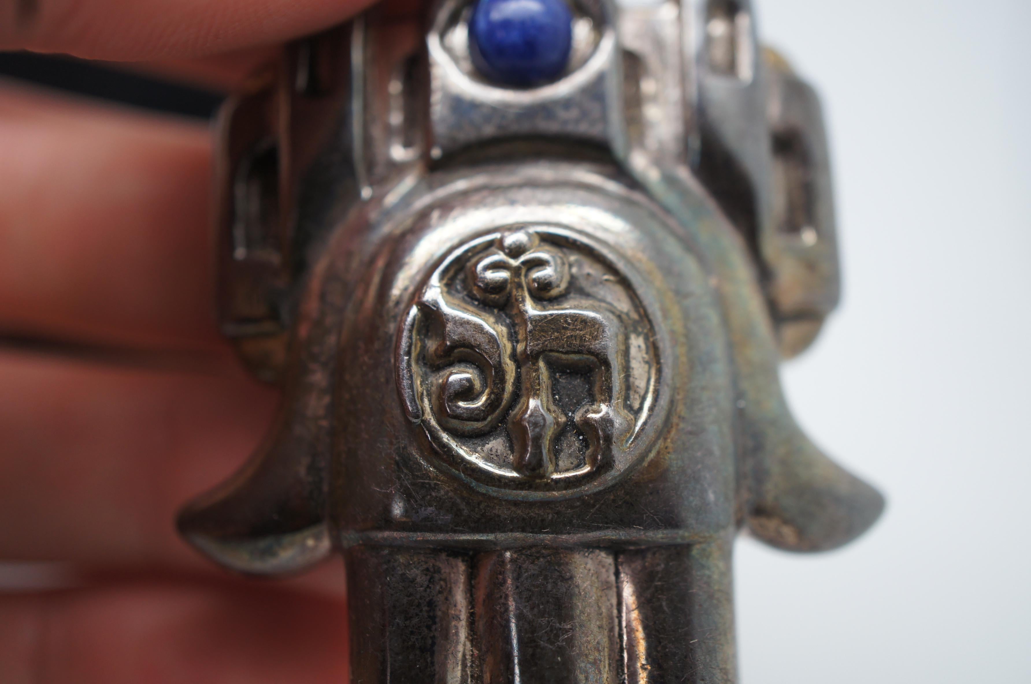 Frank Meisler 925 Sterling Silver Hamsa Pin Brooch Pendant Lapis Kabbalah Amulet 2