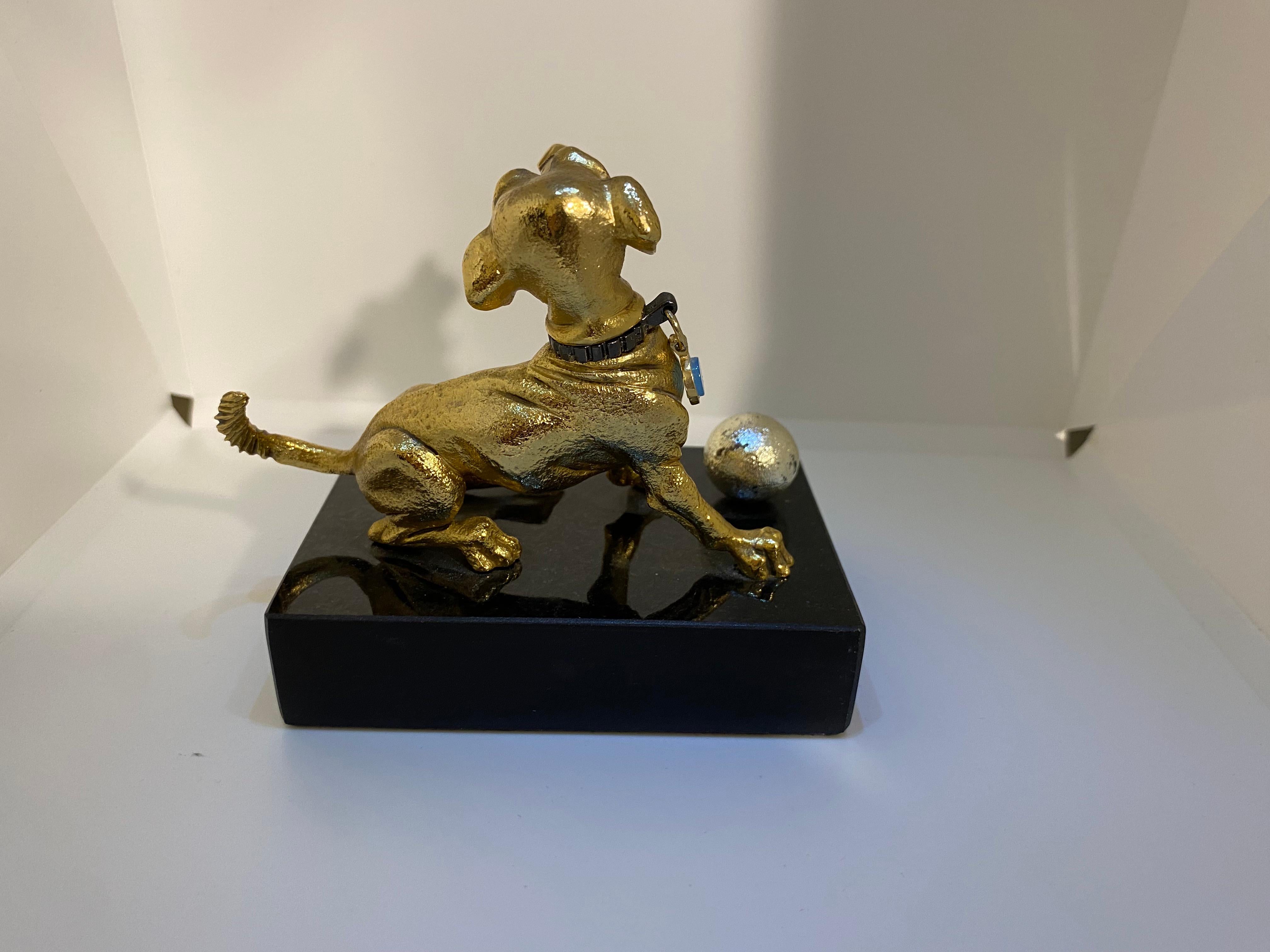 Frank Meisler Mini Gold Dog In Excellent Condition For Sale In Forest Hills, NY