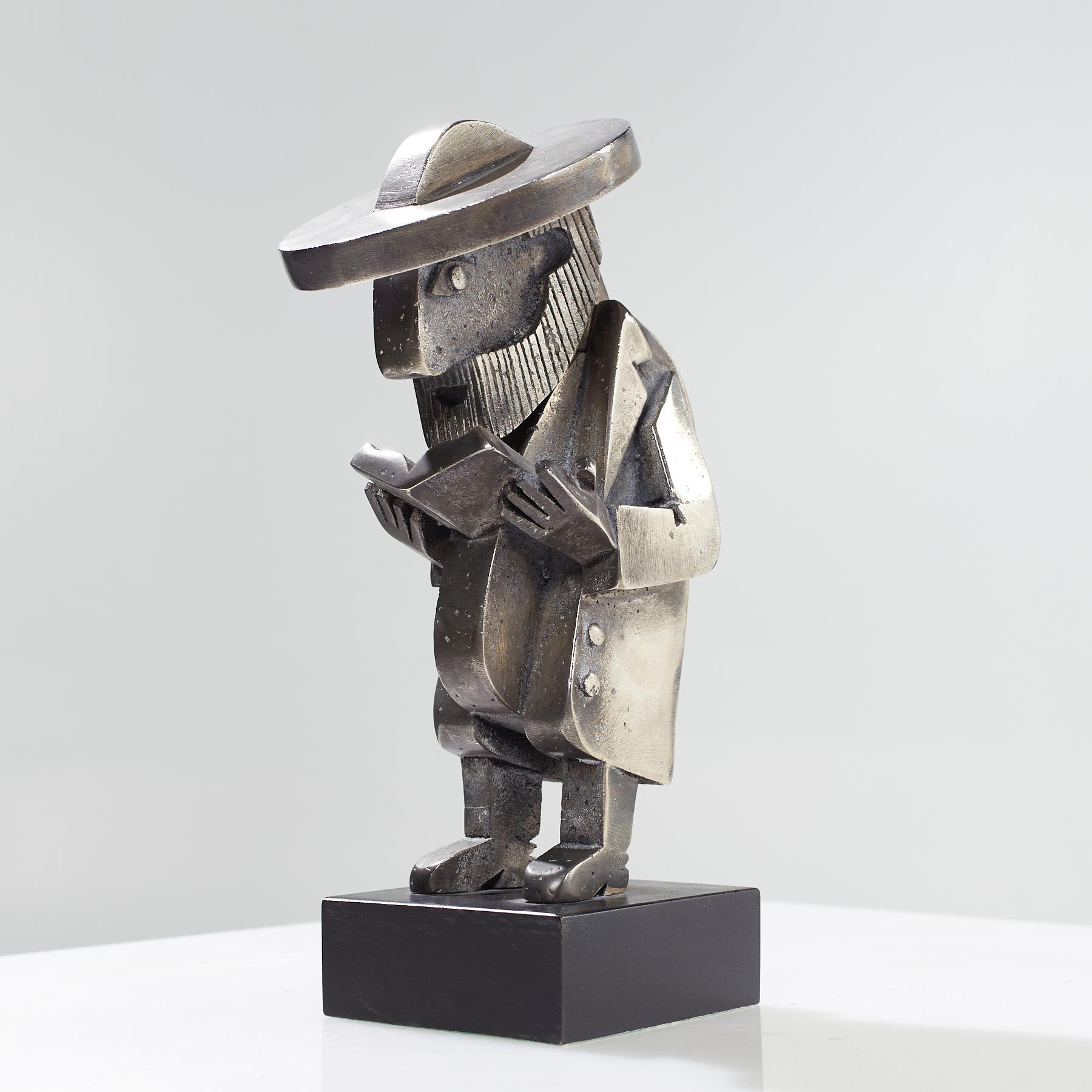 Moderne Frank Meisler Rare sculpture mécanique ancienne de lapin judaïque priant 103/250 en vente