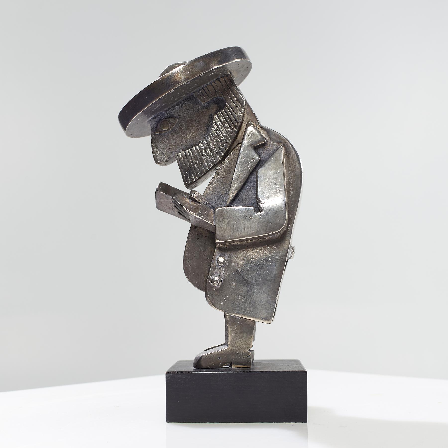 Israélien Frank Meisler Rare sculpture mécanique ancienne de lapin judaïque priant 103/250 en vente